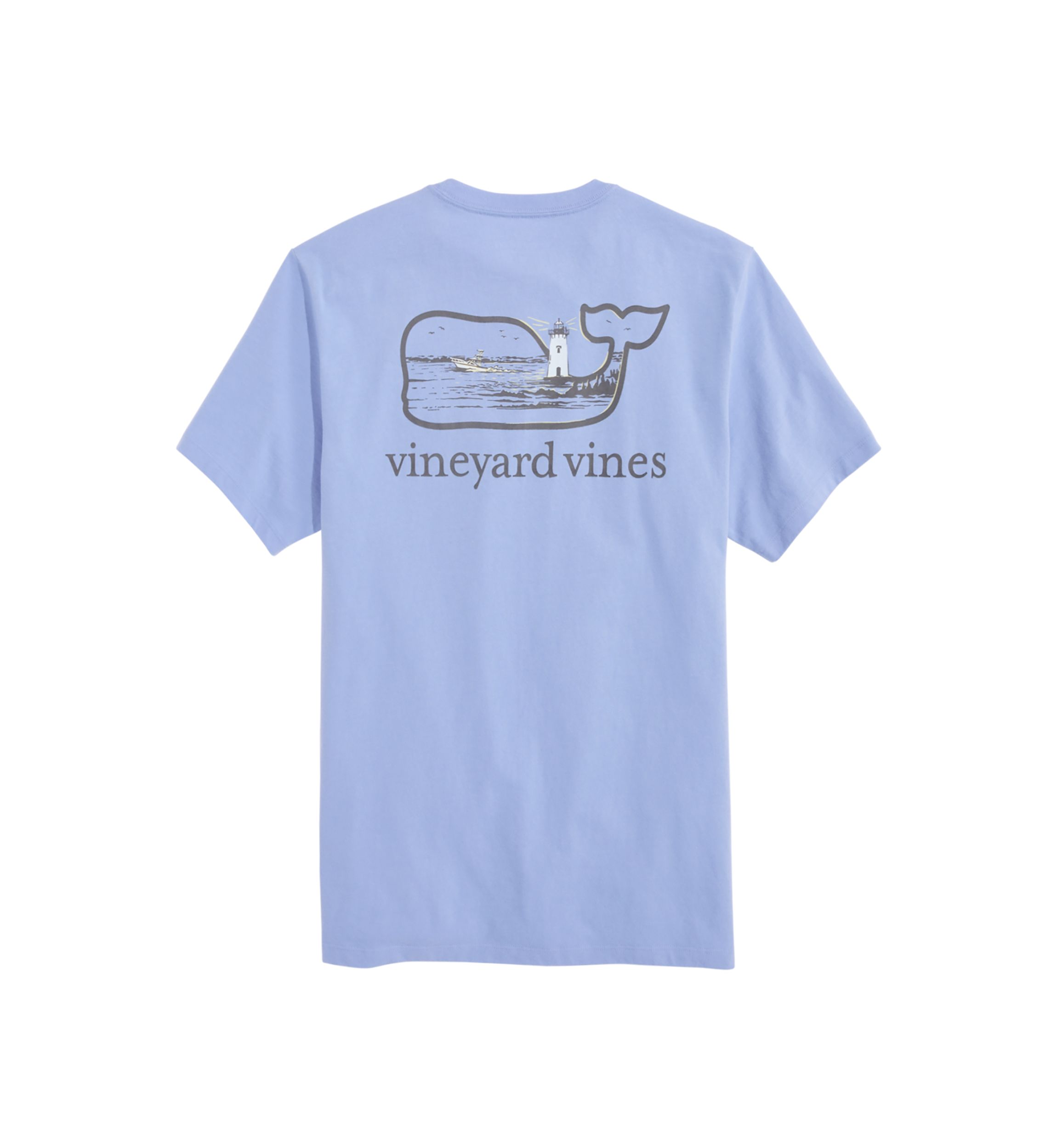 Mens Lighthouse Whale Scenic Short Sleeve Pocket T-Shirt