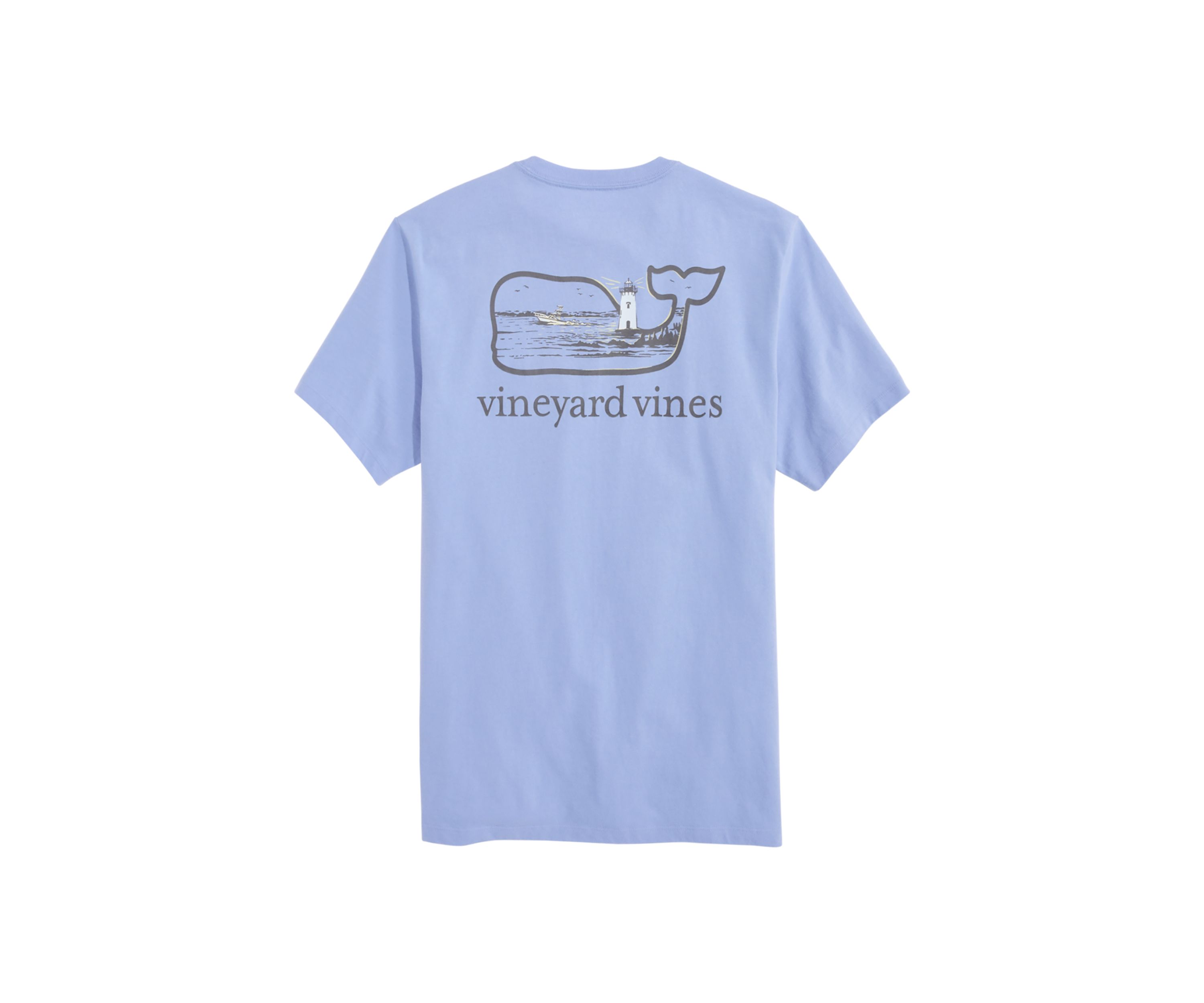 Mens Lighthouse Whale Scenic Short Sleeve Pocket T-Shirt