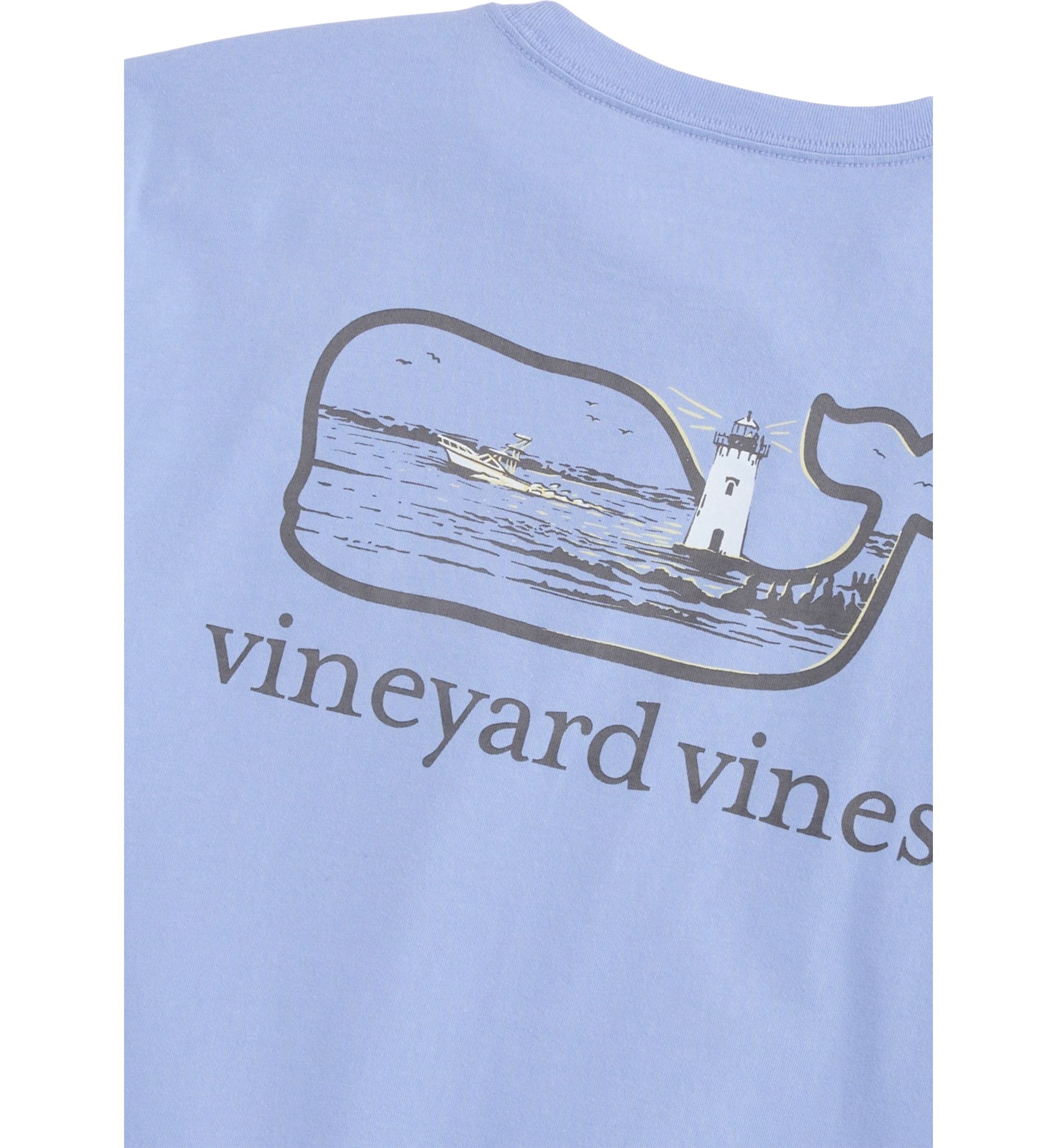 Mens Lighthouse Whale Scenic Short Sleeve Pocket T-Shirt