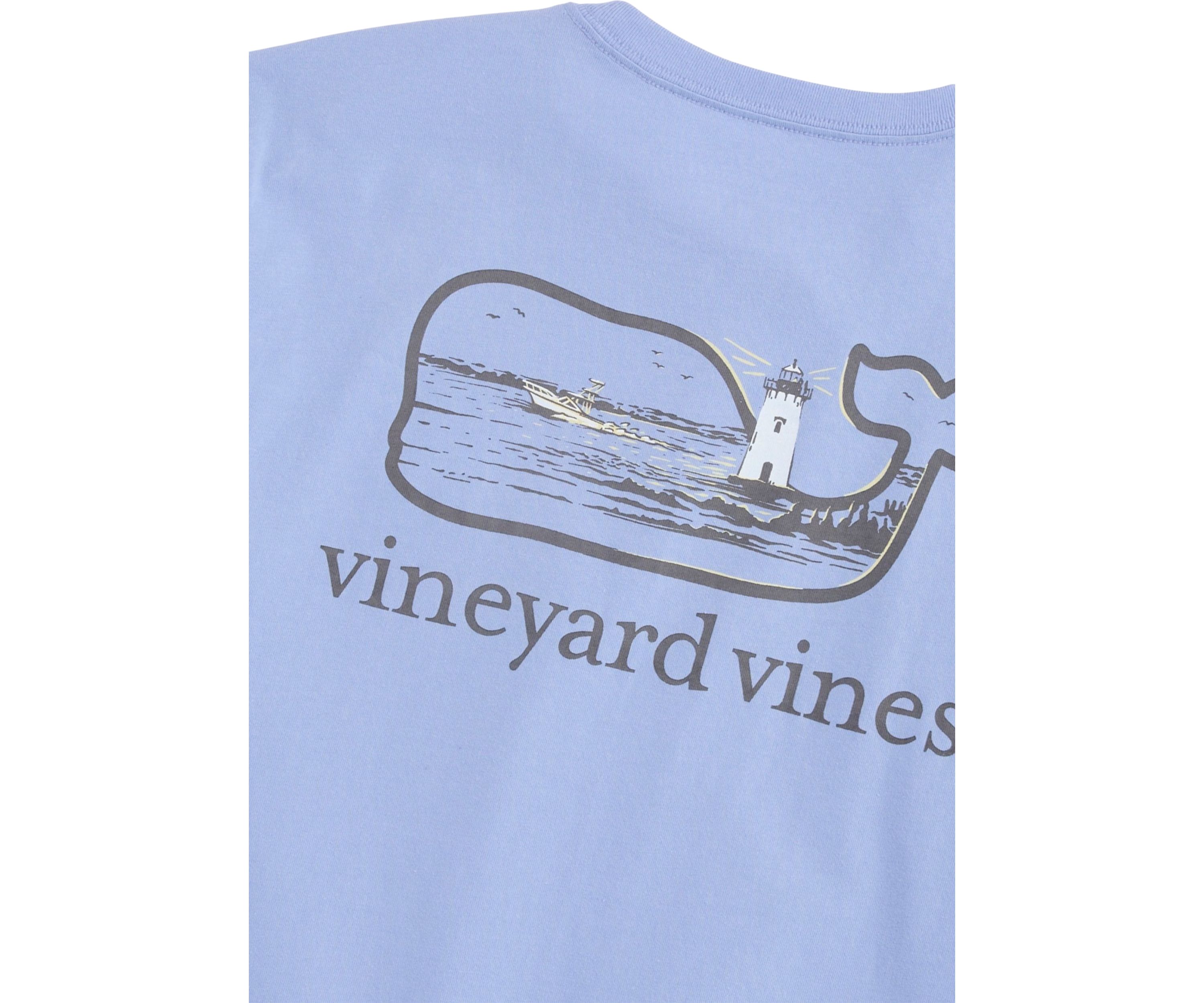Mens Lighthouse Whale Scenic Short Sleeve Pocket T-Shirt