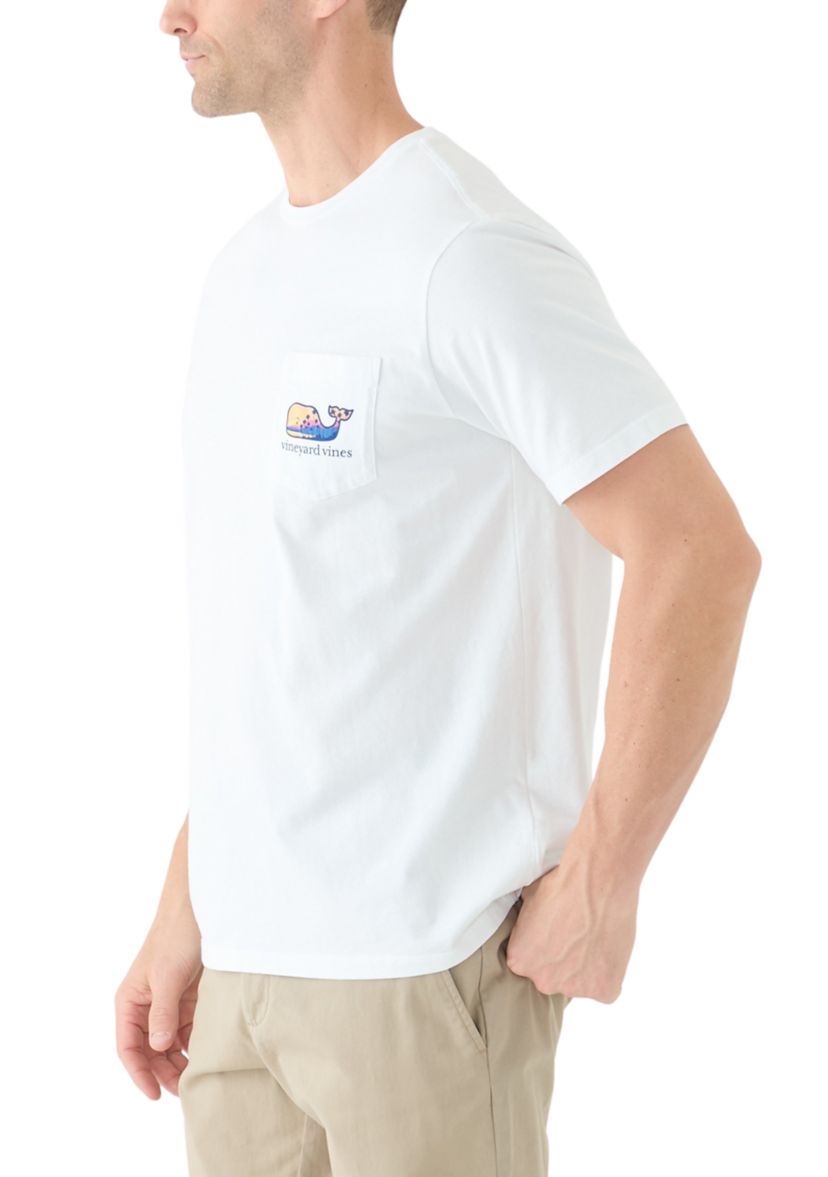 Mens Palm Tree Silhouette Scenic Whale Short Sleeve Graphic T-Shirt