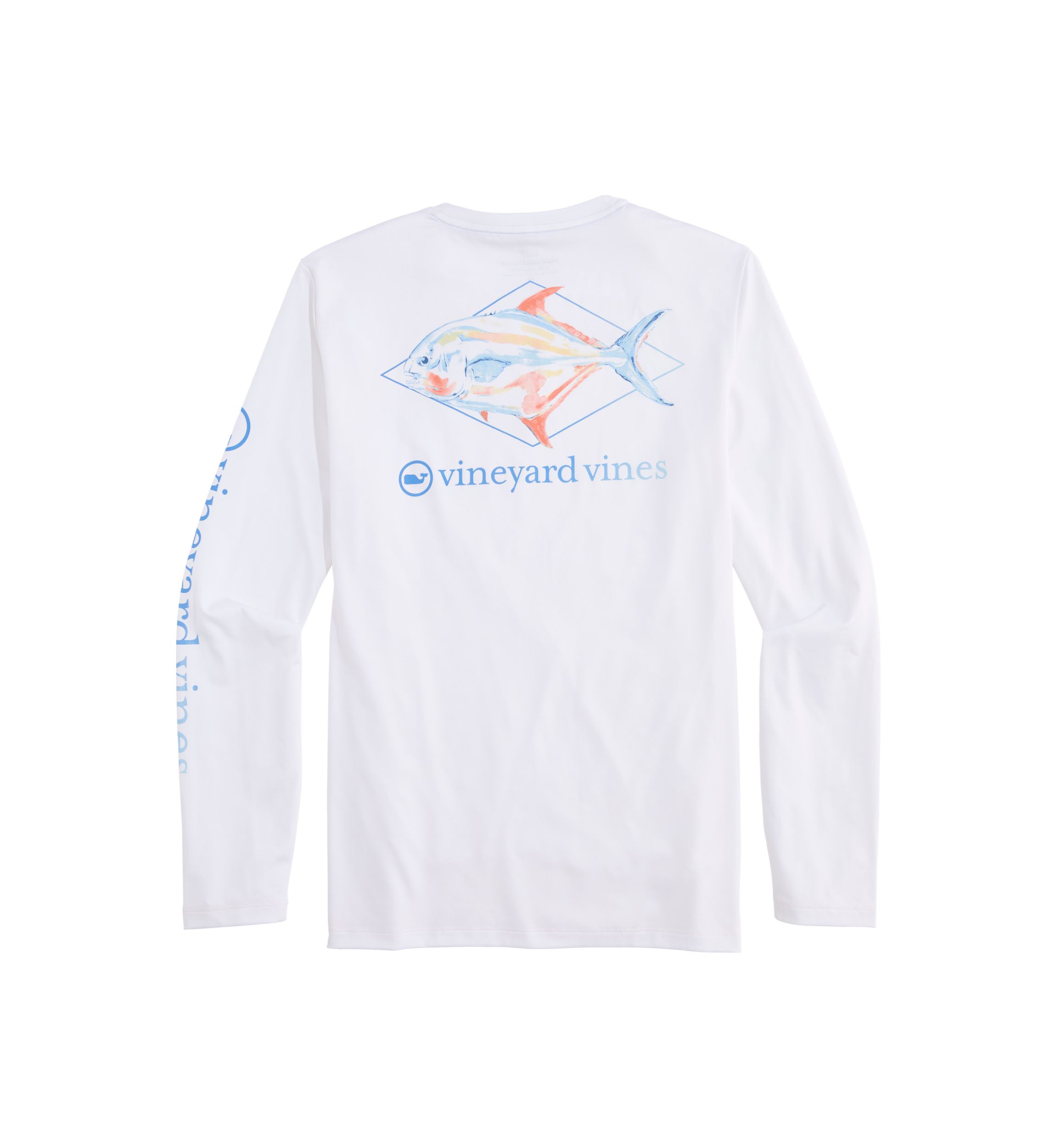 Mens Long Sleeve Painted Permit Fish Harbor Performance T-Shirt