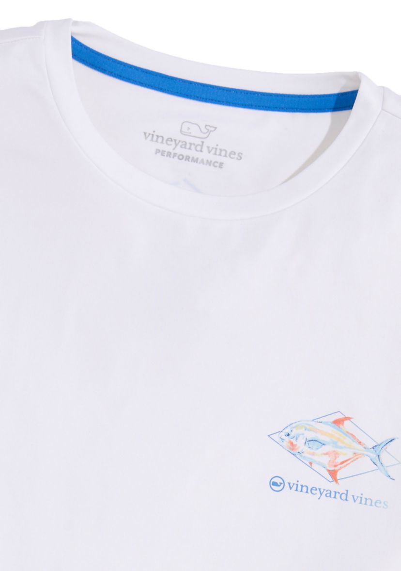 Mens Long Sleeve Painted Permit Fish Harbor Performance T-Shirt