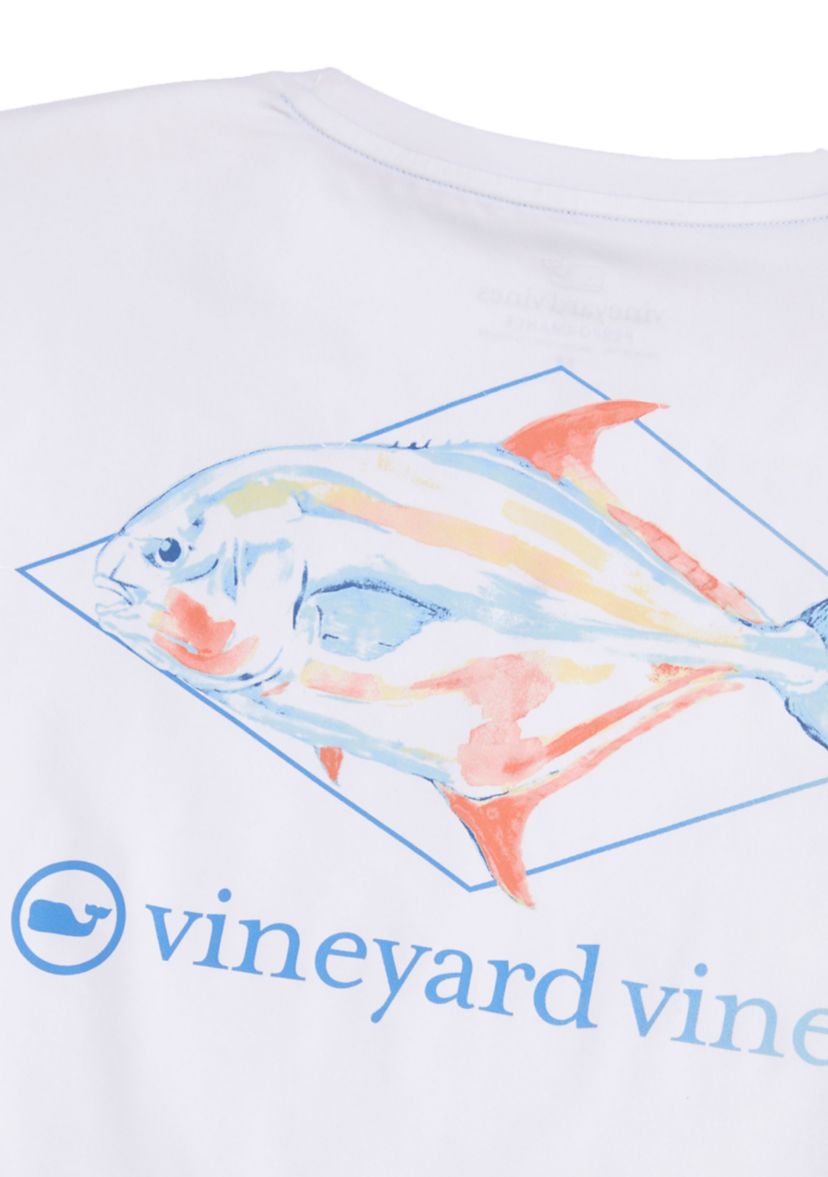 Mens Long Sleeve Painted Permit Fish Harbor Performance T-Shirt