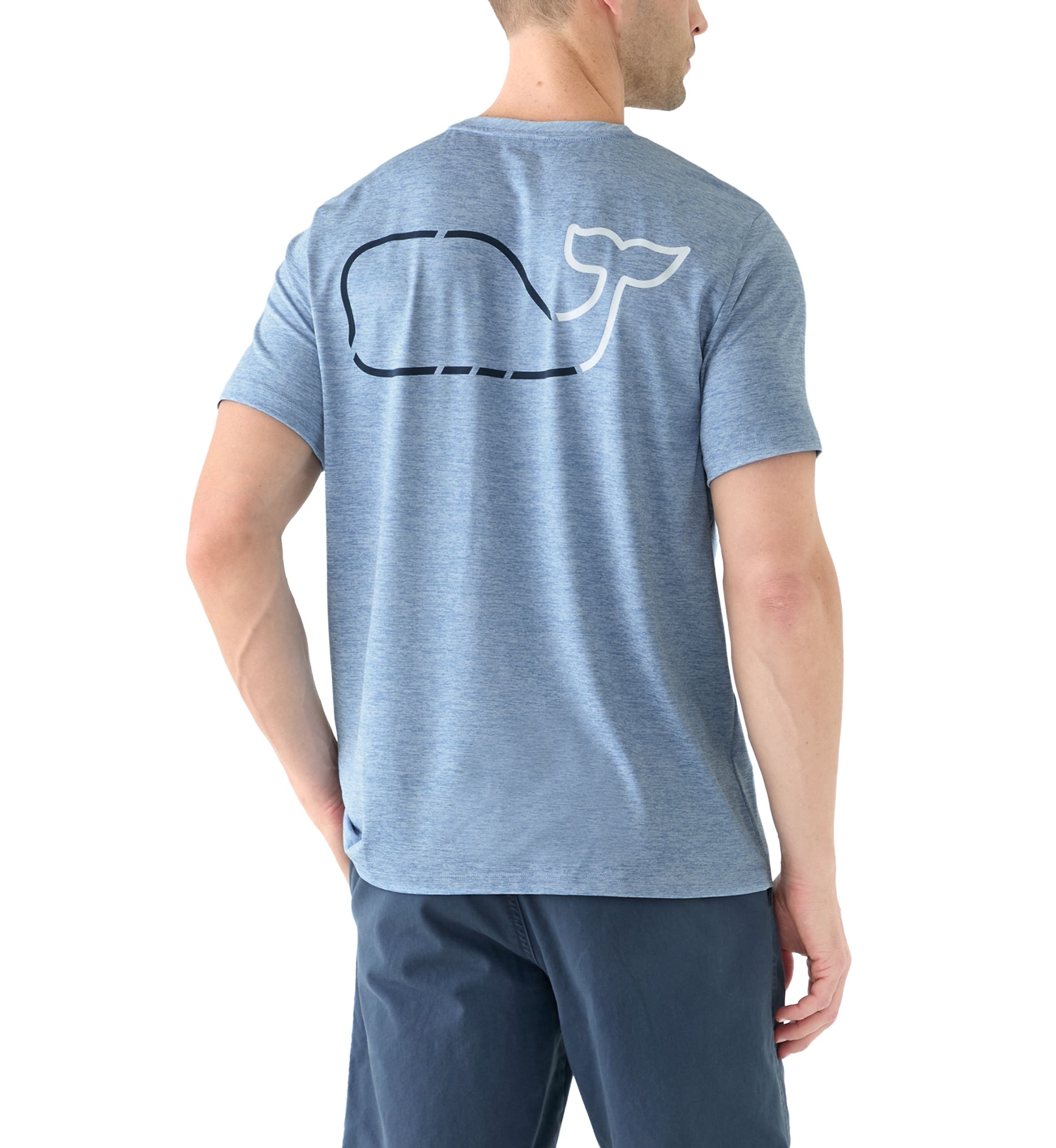 Mens Whale Outline Short Sleeve Harbor Performance T-Shirt