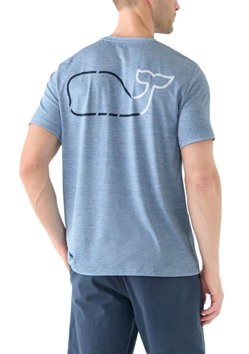 Mens Whale Outline Short Sleeve Harbor Performance T-Shirt