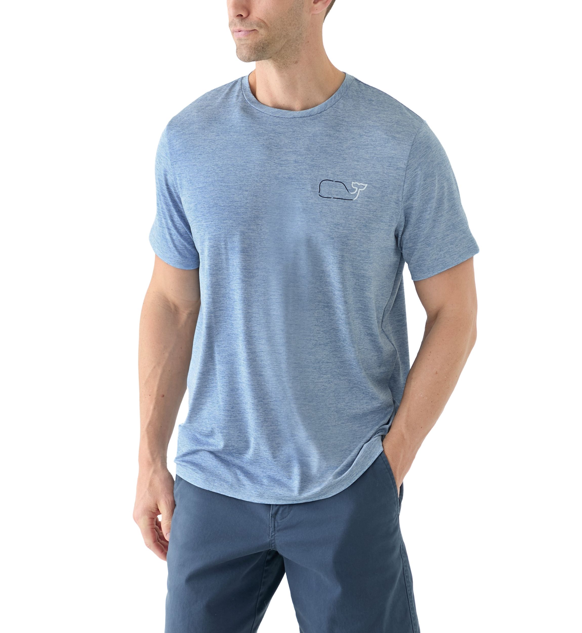 Mens Whale Outline Short Sleeve Harbor Performance T-Shirt