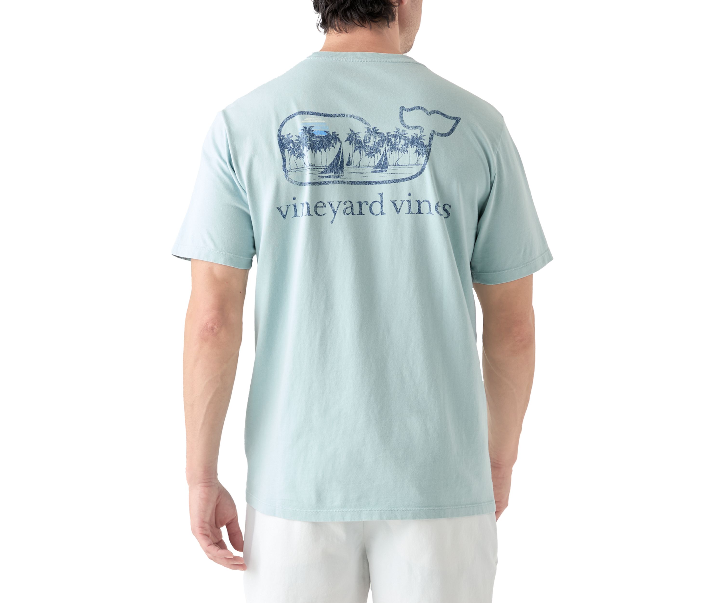 Mens Drift Dye Surf Palm Sail Whale Short Sleeve Pocket T-Shirt