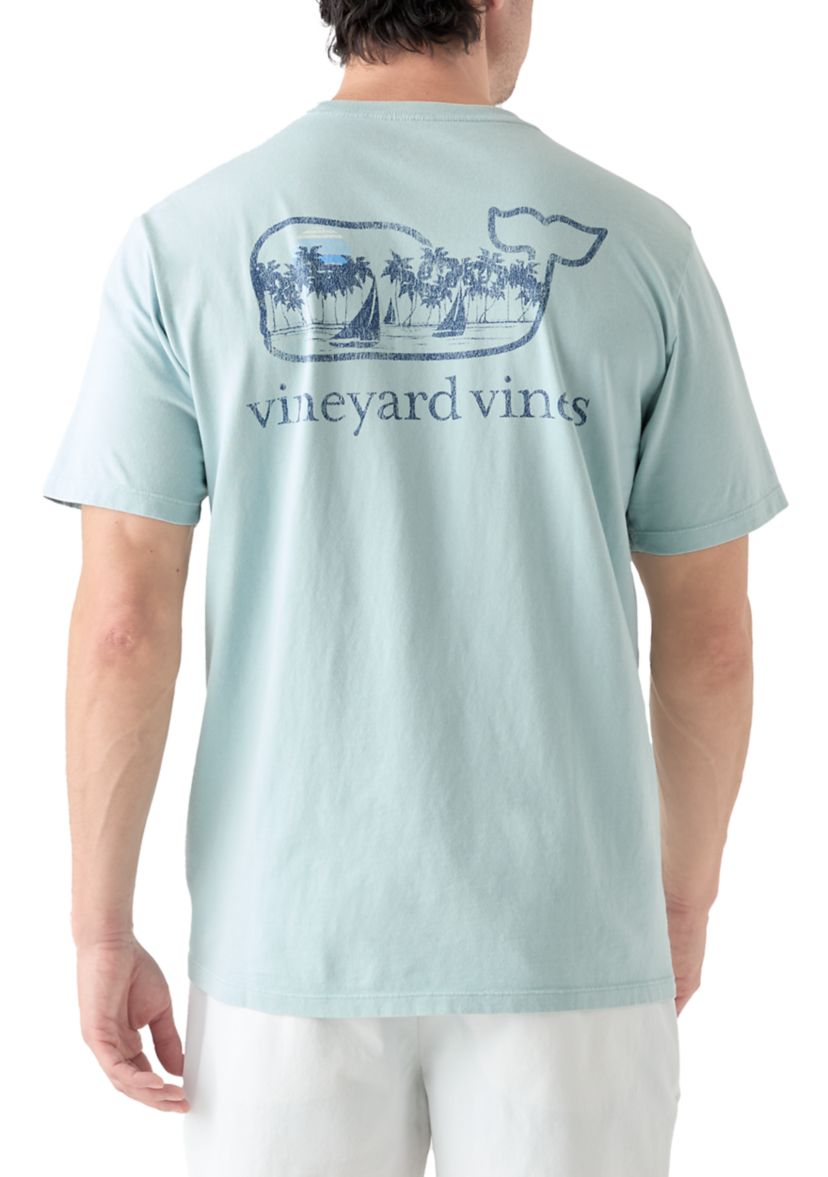 Mens Drift Dye Surf Palm Sail Whale Short Sleeve Pocket T-Shirt