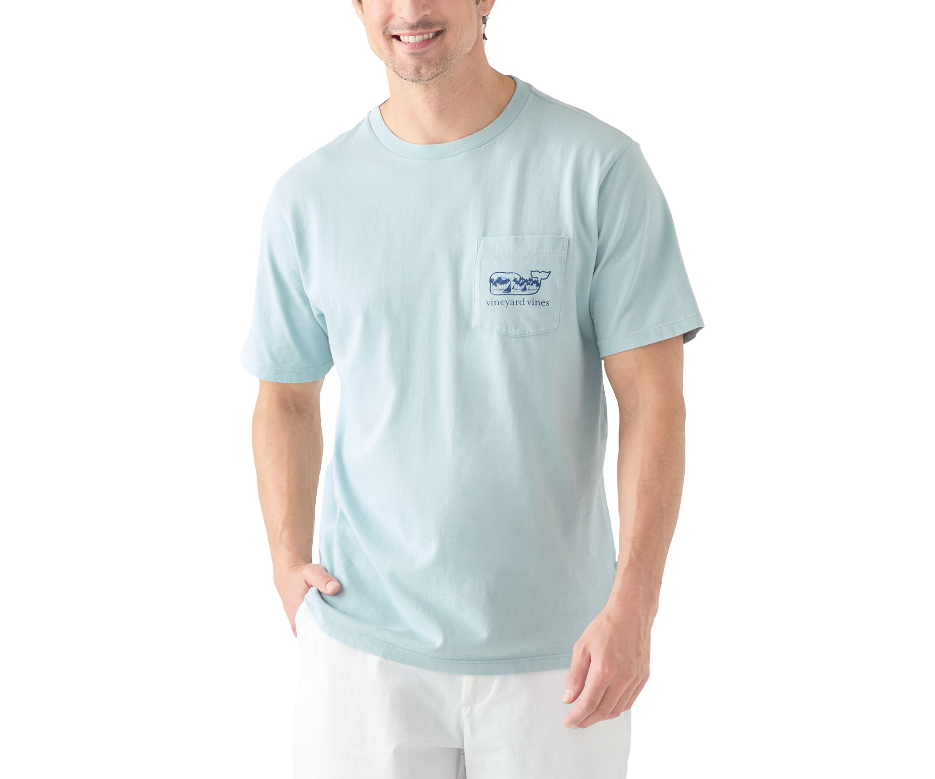 Mens Drift Dye Surf Palm Sail Whale Short Sleeve Pocket T-Shirt