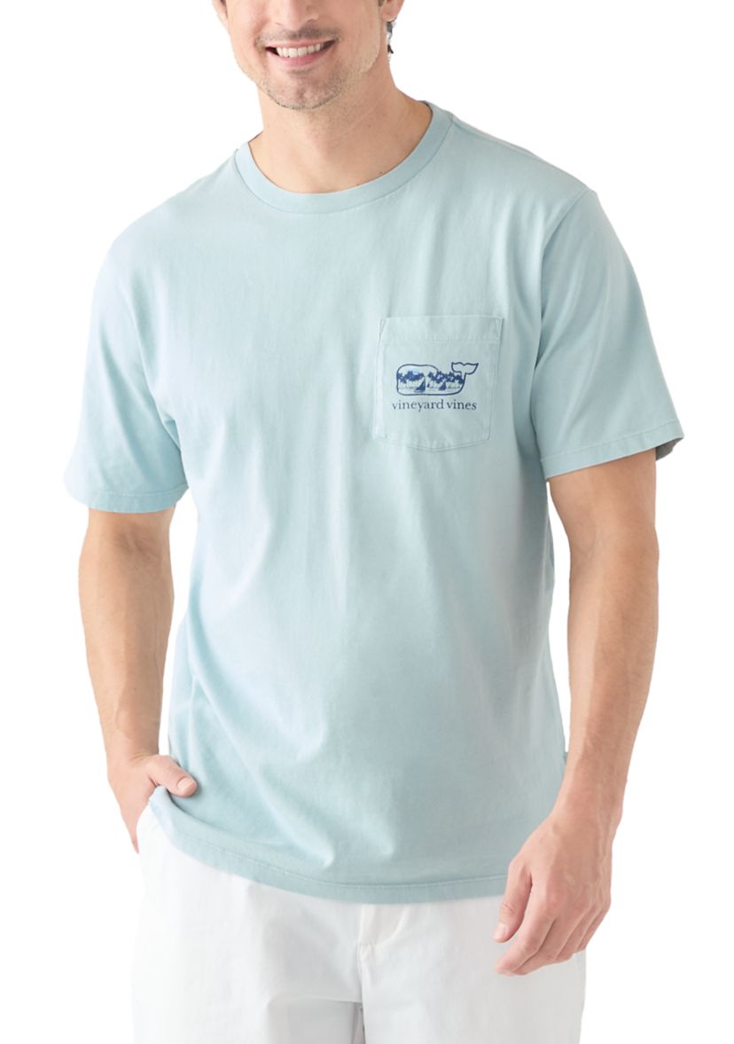Mens Drift Dye Surf Palm Sail Whale Short Sleeve Pocket T-Shirt