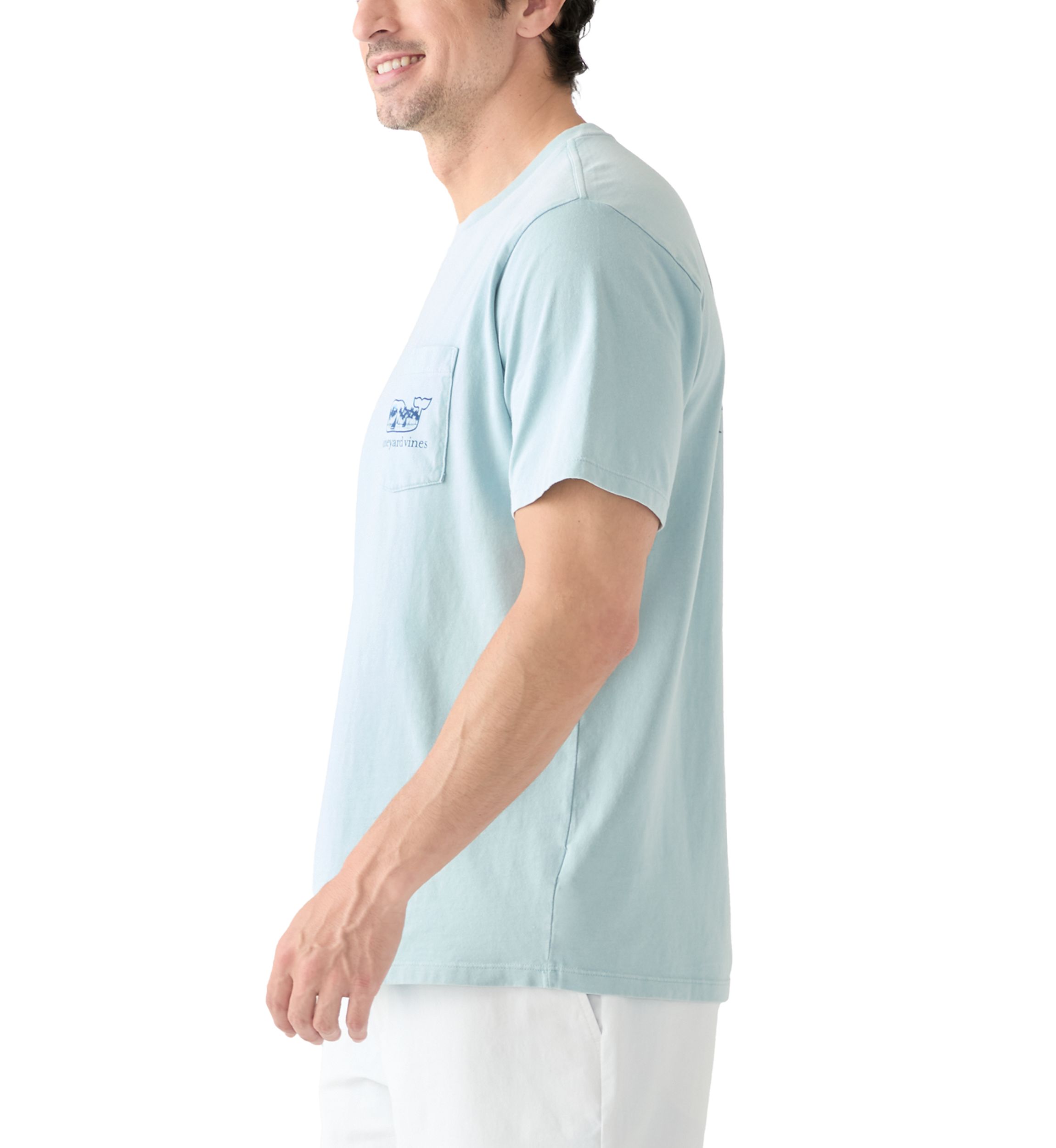 Mens Drift Dye Surf Palm Sail Whale Short Sleeve Pocket T-Shirt
