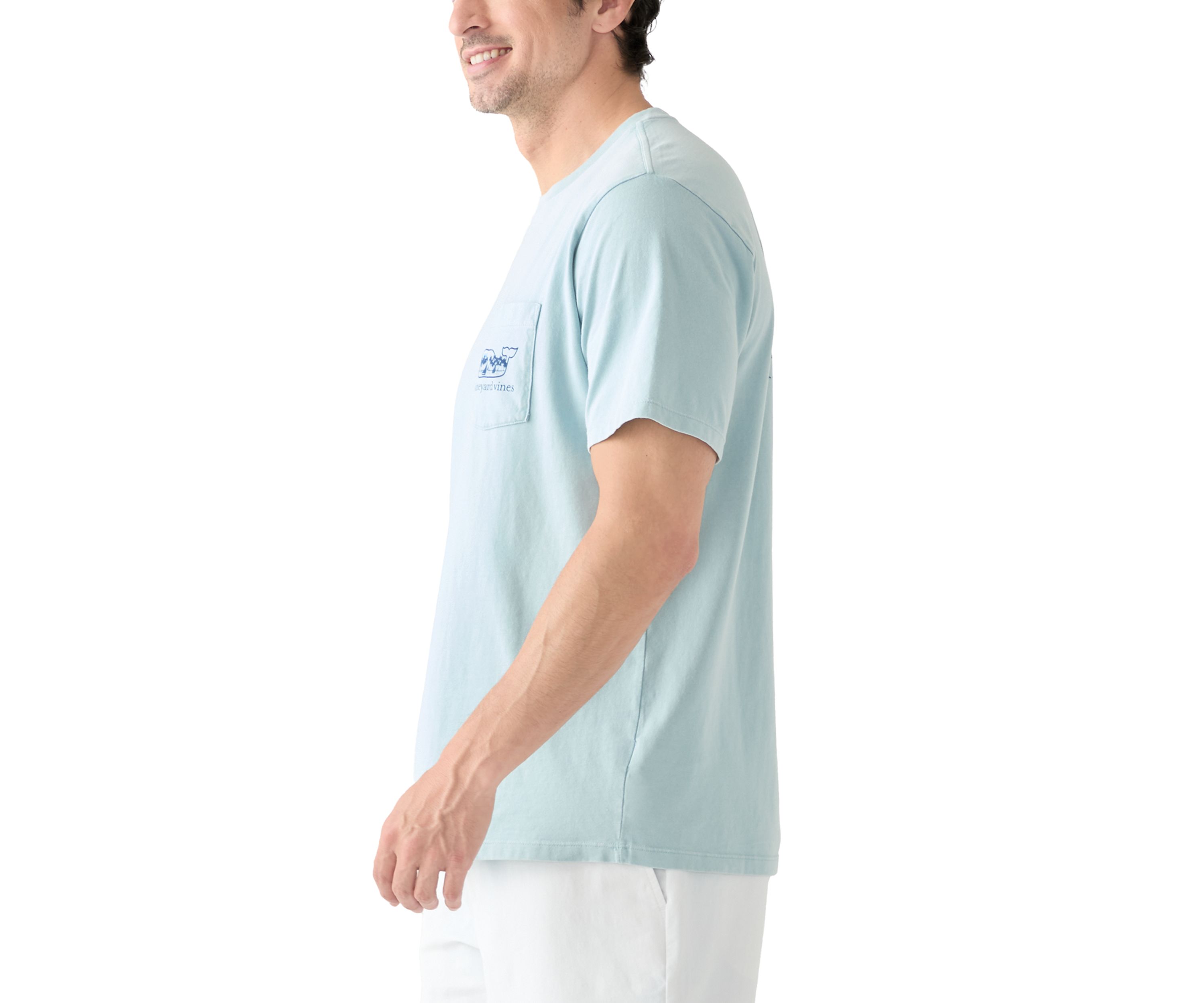 Mens Drift Dye Surf Palm Sail Whale Short Sleeve Pocket T-Shirt