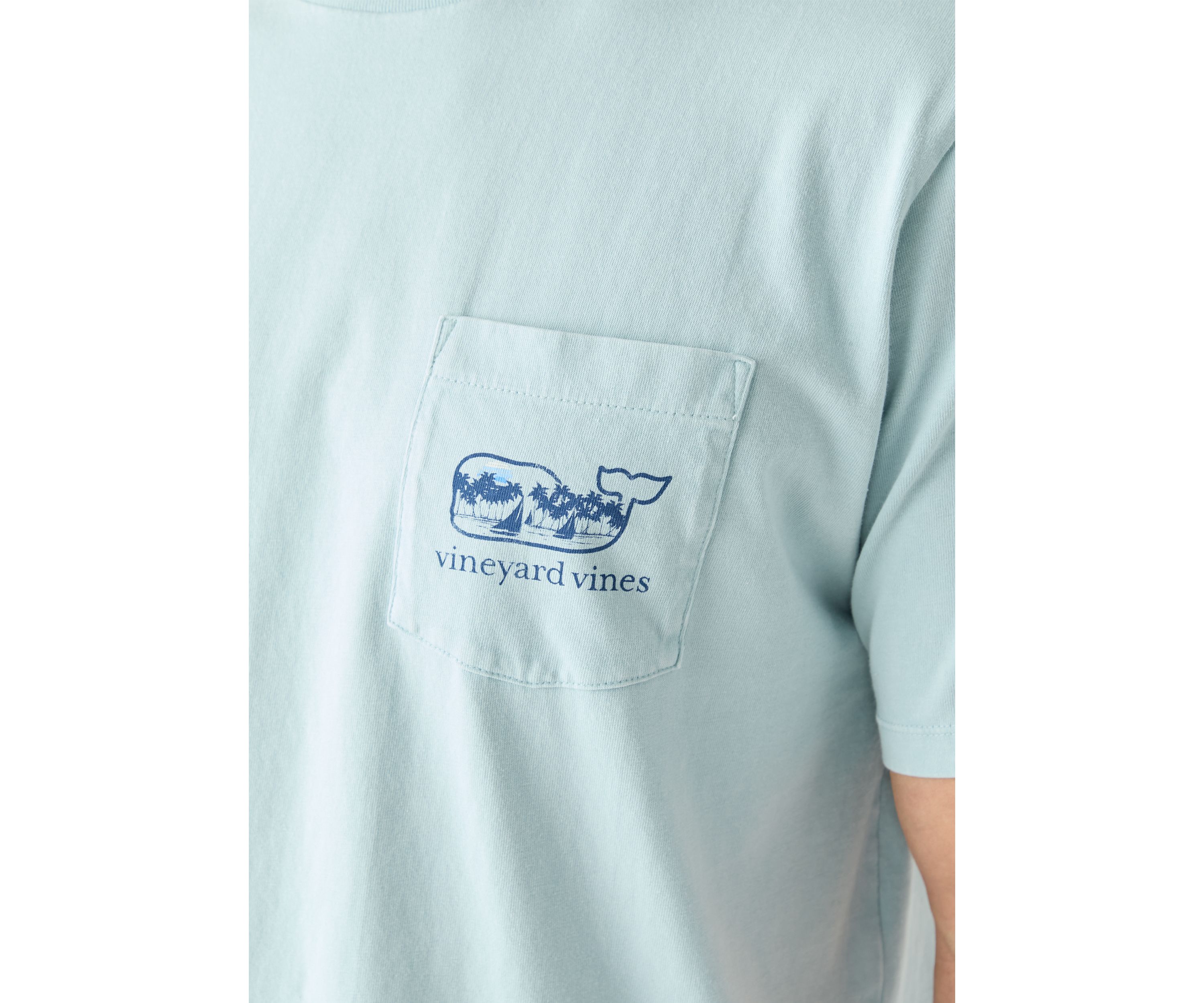 Mens Drift Dye Surf Palm Sail Whale Short Sleeve Pocket T-Shirt