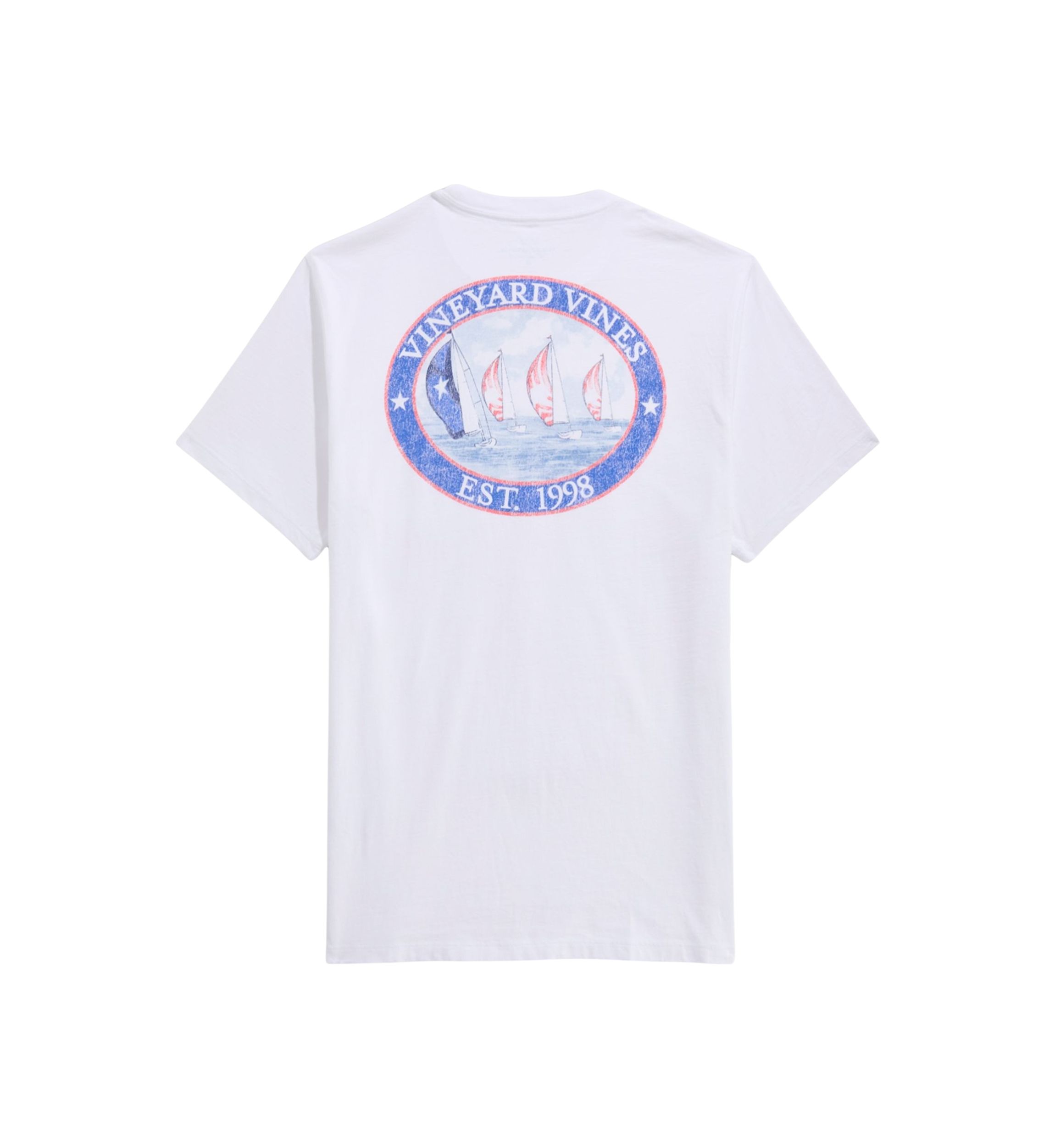 Mens Sail Scene Short Sleeve Pocket Graphic T-Shirt