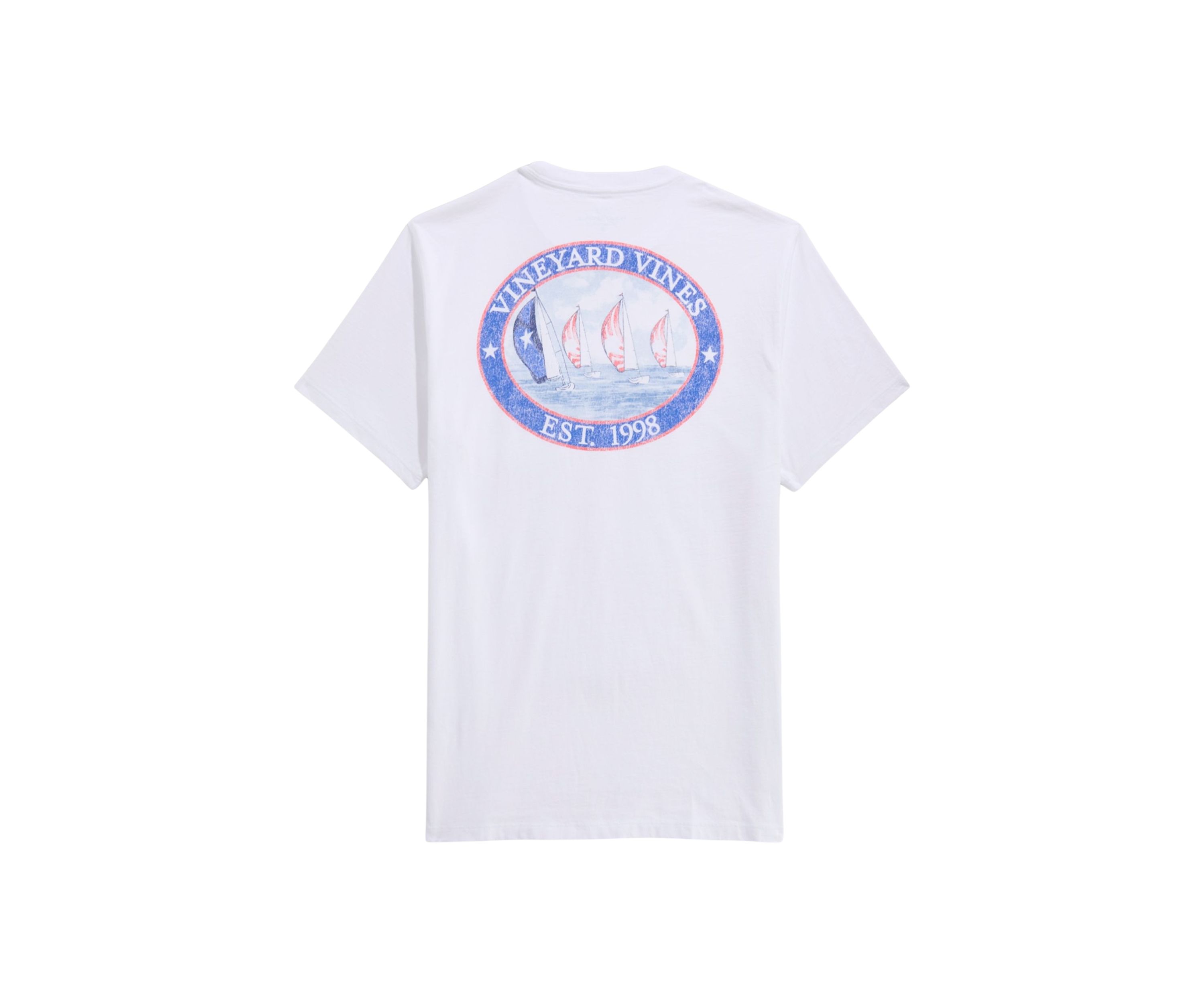 Mens Sail Scene Short Sleeve Pocket Graphic T-Shirt