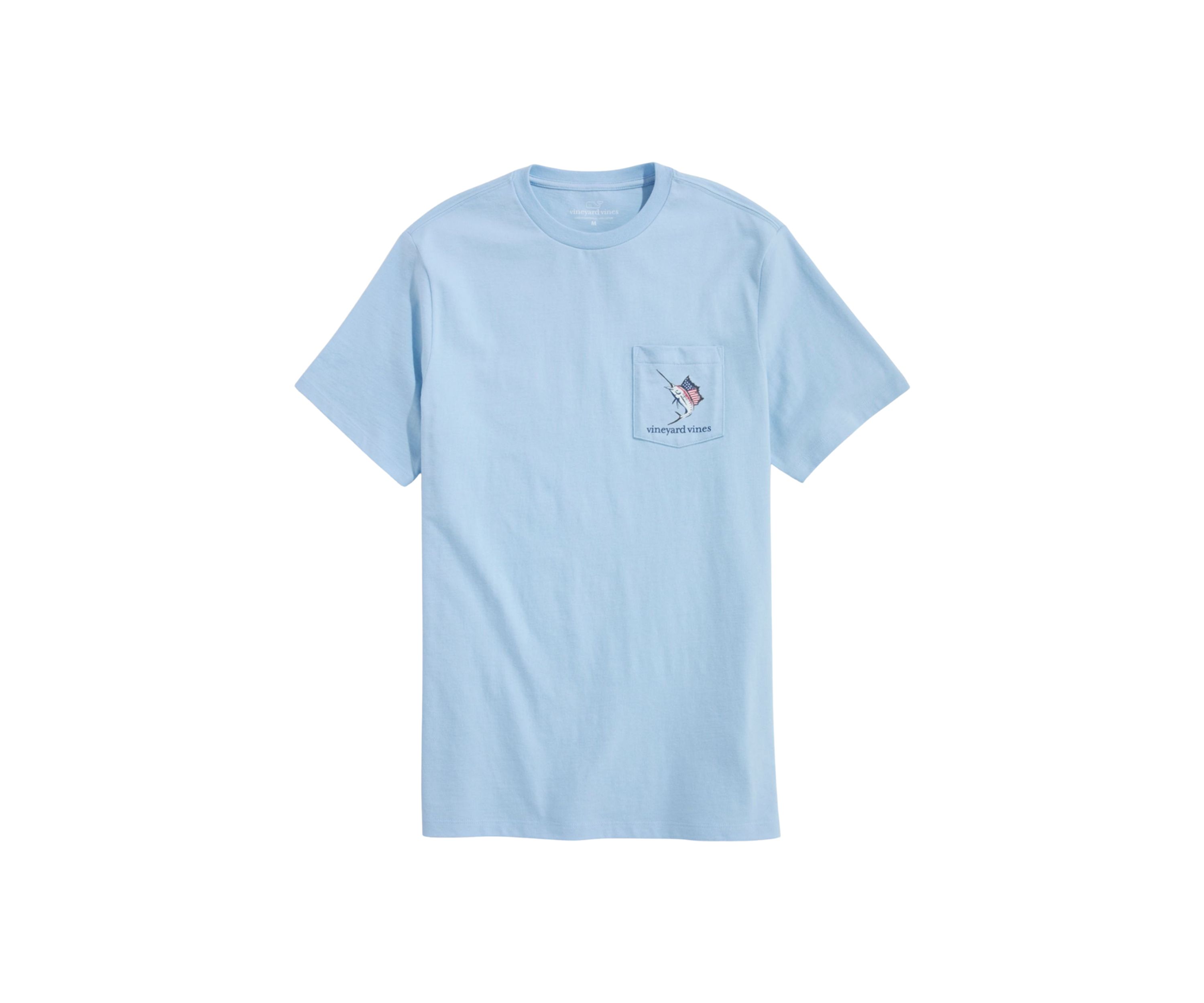 Mens USA Marlin Fishing Short Sleeve Pocket Graphic T-Shirt