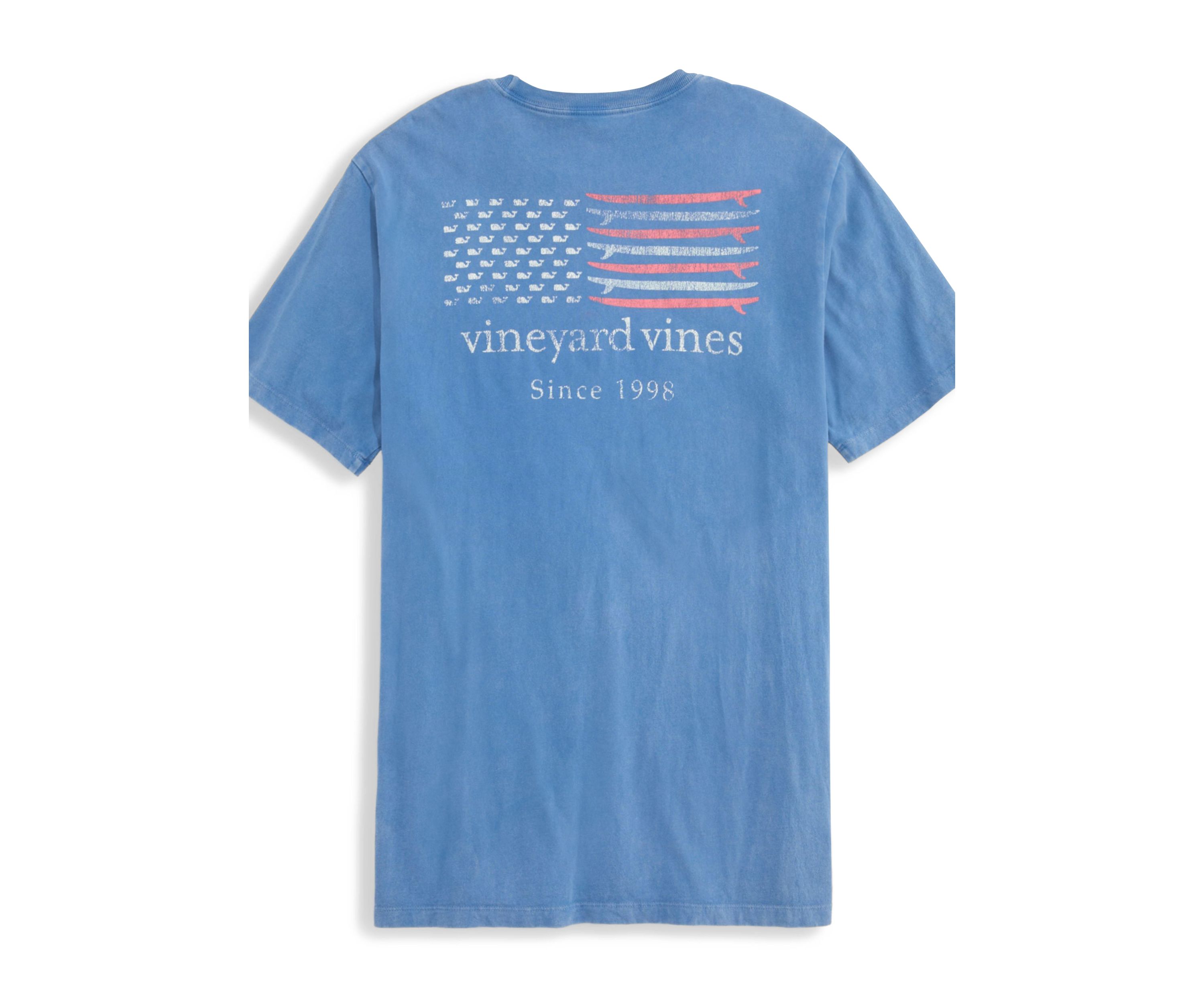 Mens Drift Dye Surf Minimal Flag Short Sleeve Pocket Graphic T-Shirt
