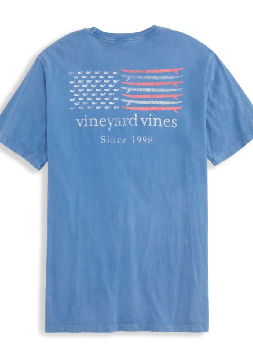 Mens Drift Dye Surf Minimal Flag Short Sleeve Pocket Graphic T-Shirt