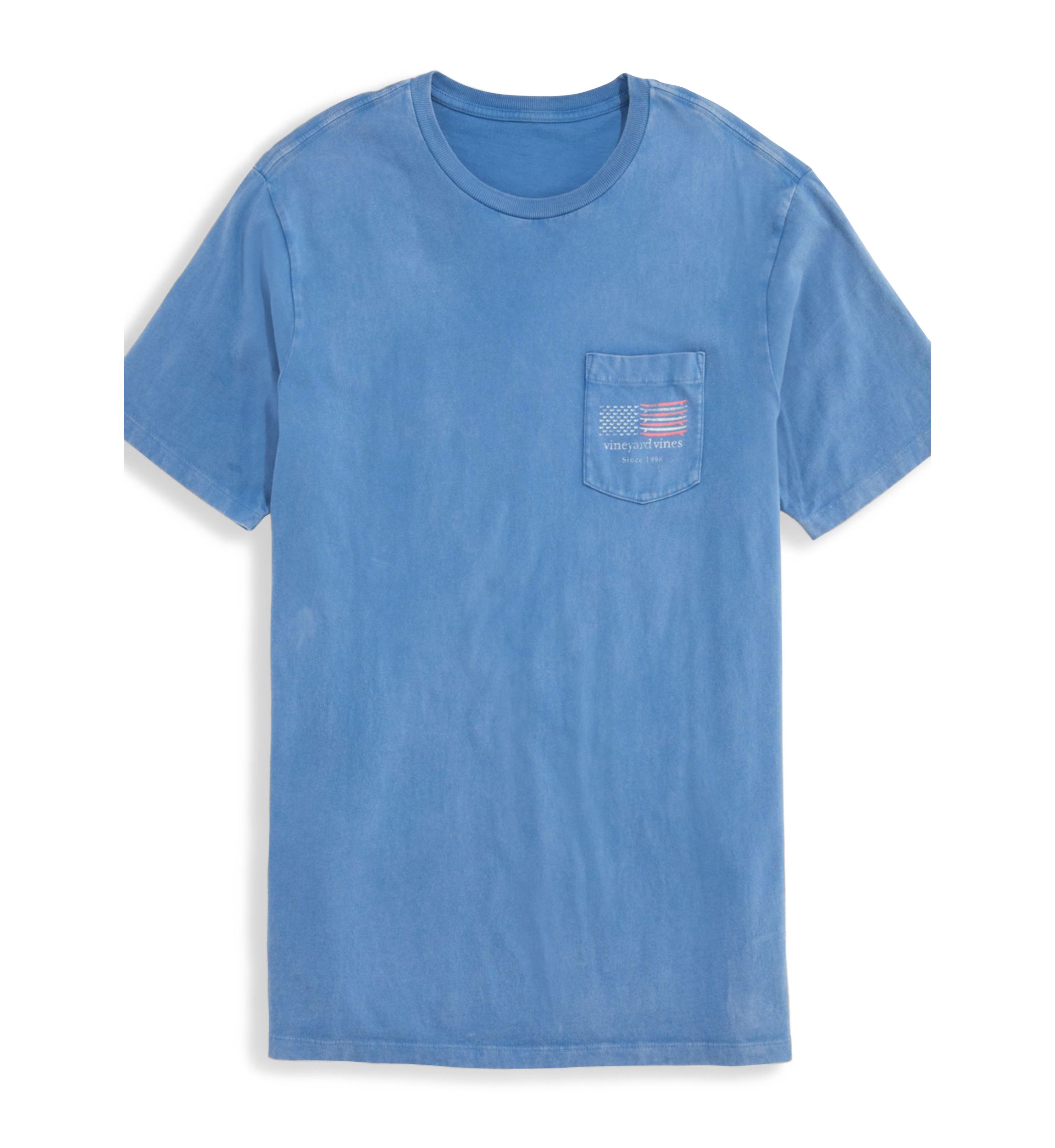 Mens Drift Dye Surf Minimal Flag Short Sleeve Pocket Graphic T-Shirt
