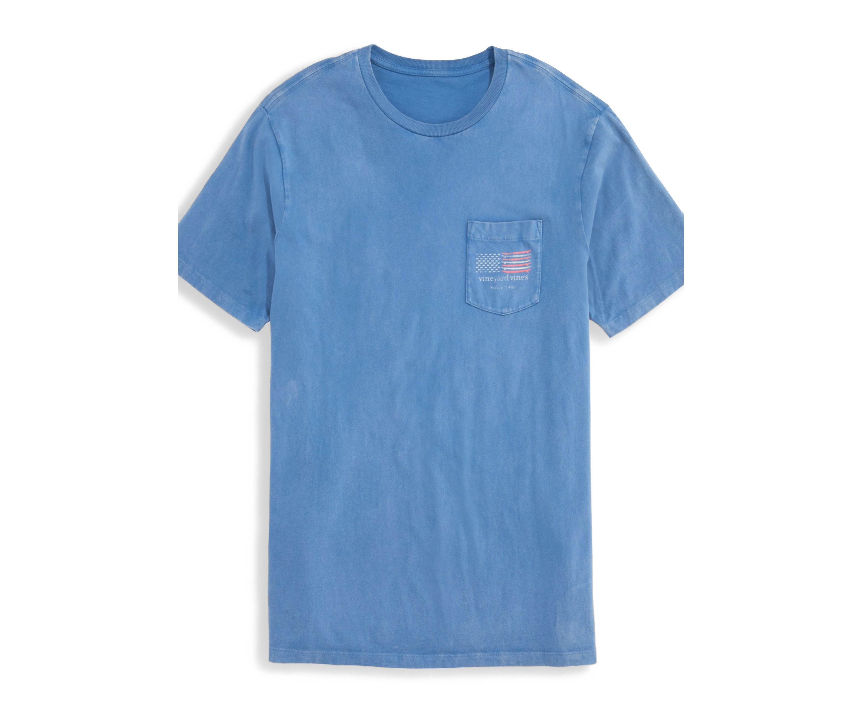 Mens Drift Dye Surf Minimal Flag Short Sleeve Pocket Graphic T-Shirt