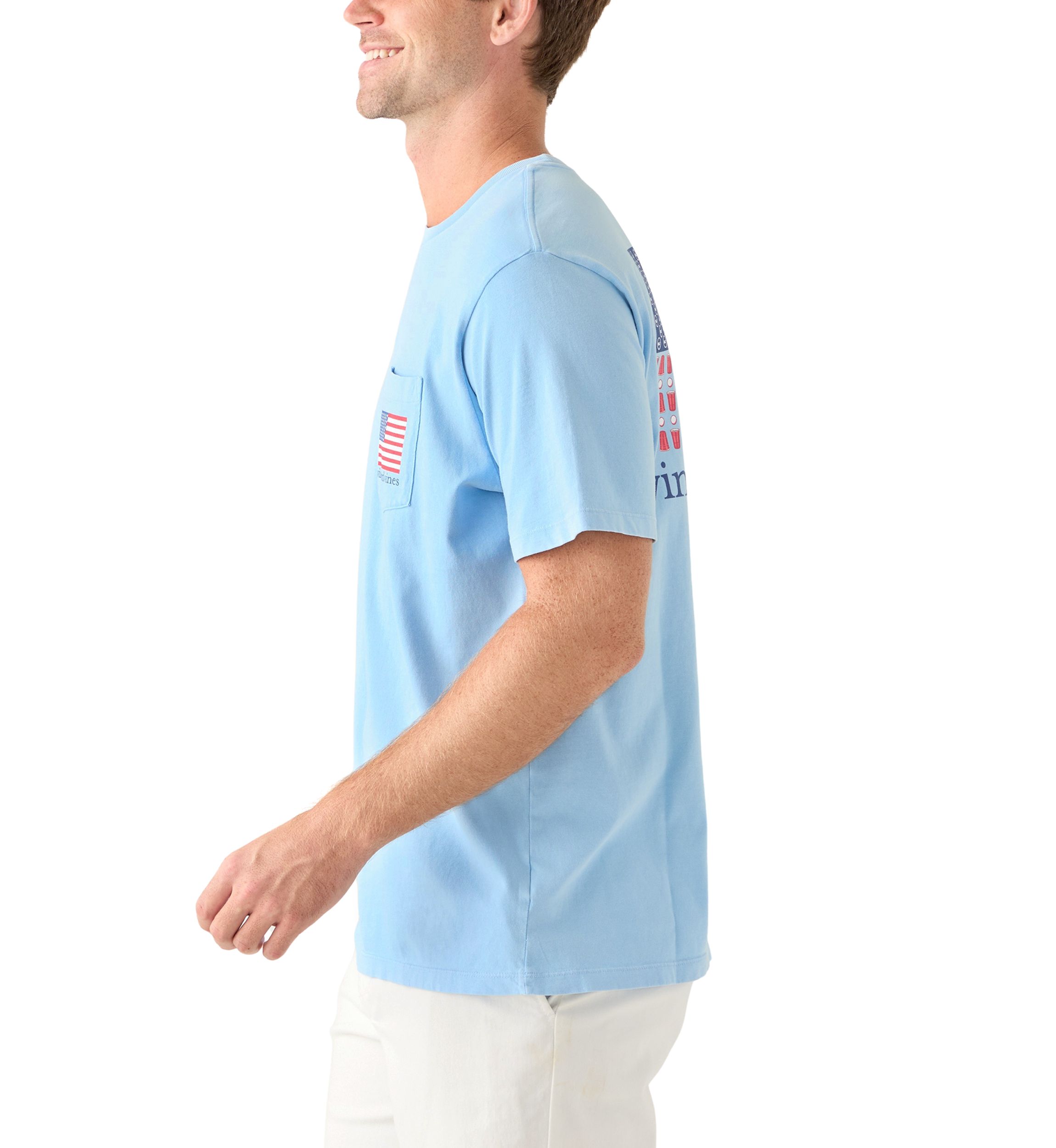 Mens Drift Dye Party In The USA Short Sleeve Pocket T-Shirt