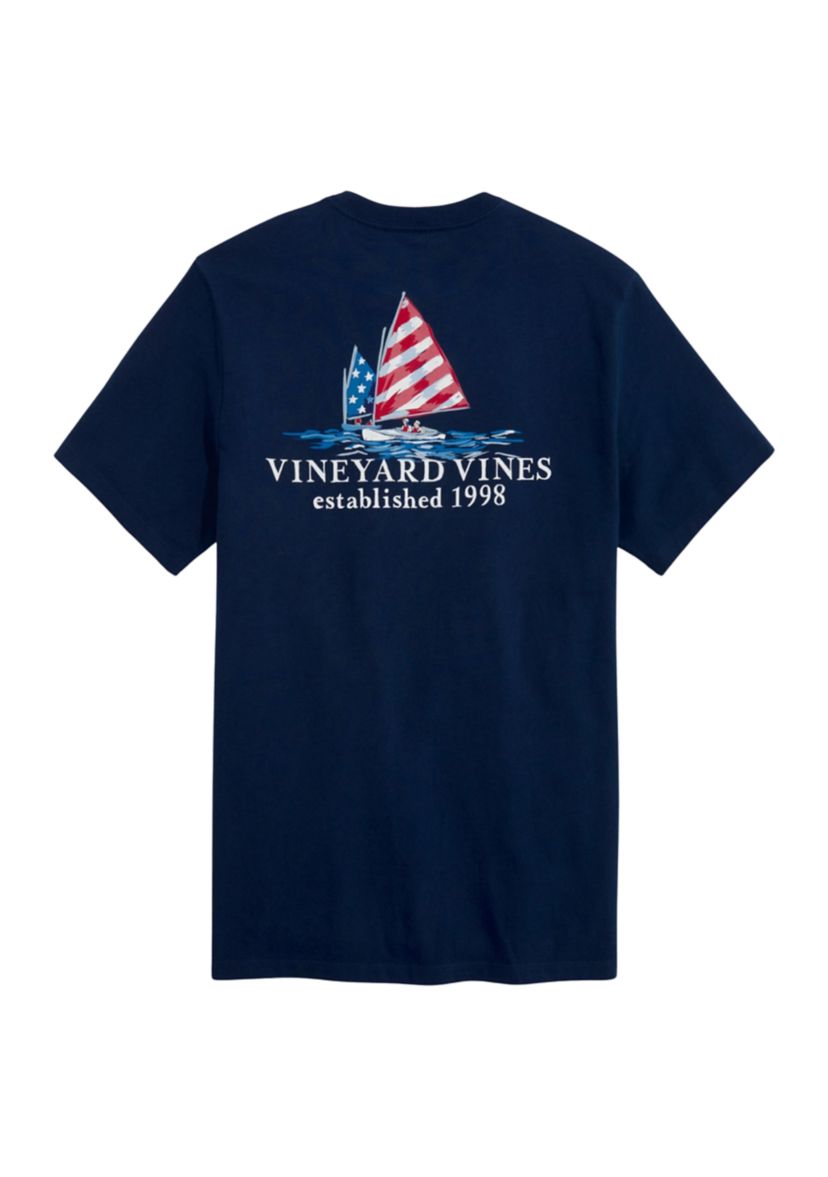 Mens Afternoon Sailing Americana Short Sleeve Pocket T-Shirt
