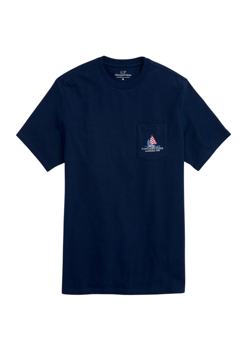 Mens Afternoon Sailing Americana Short Sleeve Pocket T-Shirt