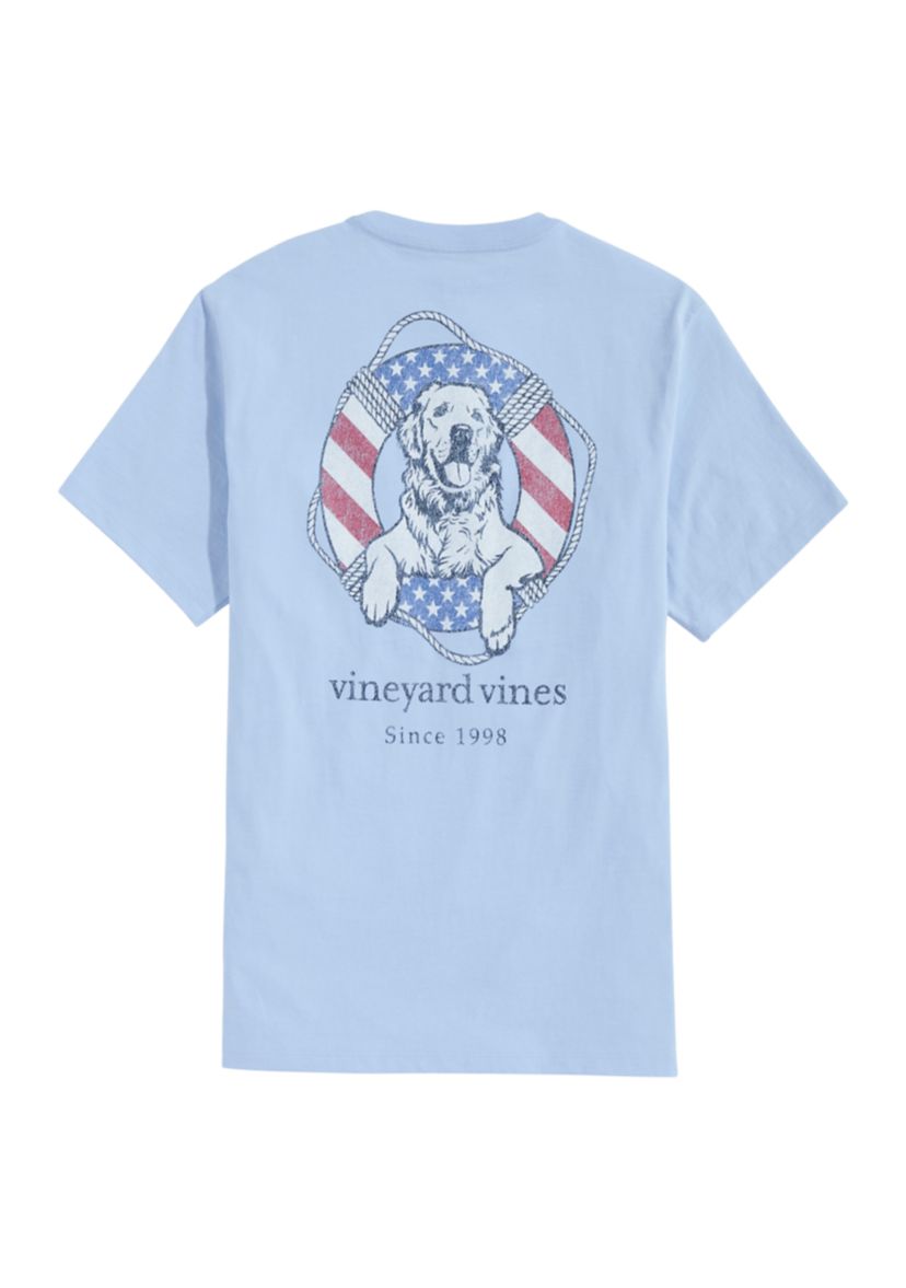 Mens USA Dog Life Ring Short Sleeve Pocket T-Shirt