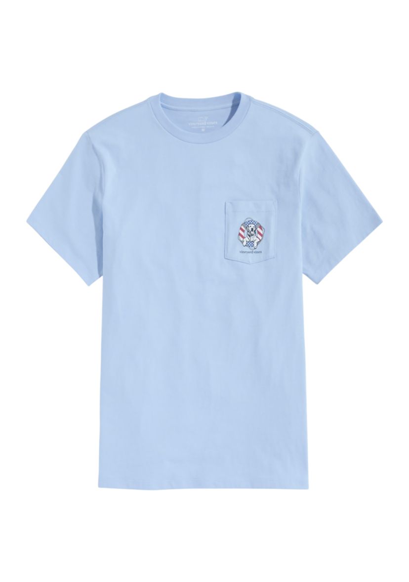 Mens USA Dog Life Ring Short Sleeve Pocket T-Shirt