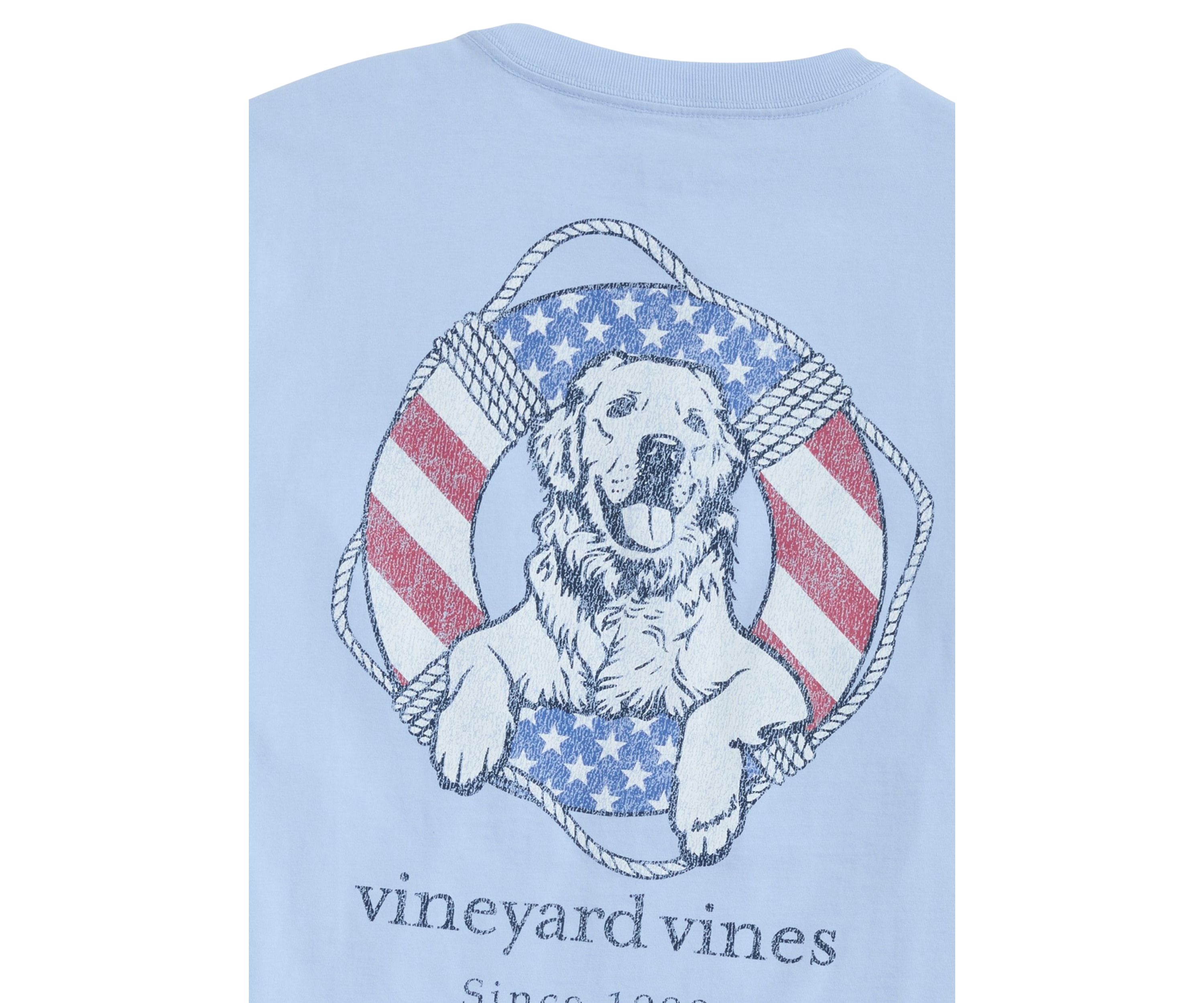 Mens USA Dog Life Ring Short Sleeve Pocket T-Shirt