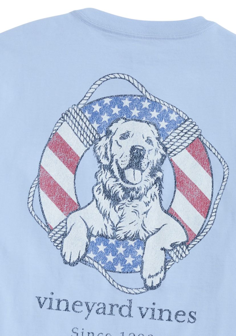 Mens USA Dog Life Ring Short Sleeve Pocket T-Shirt