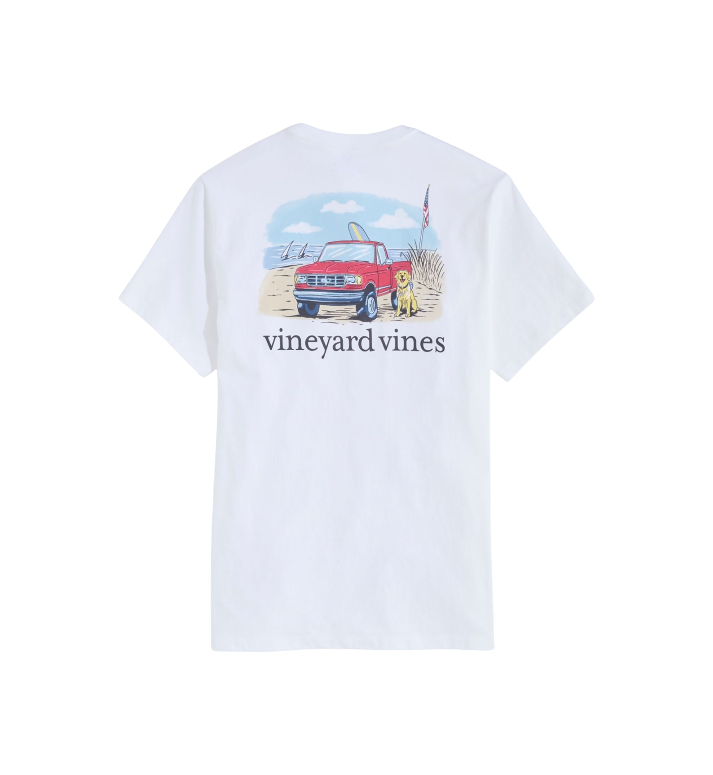 Mens Truck on the Beach Short Sleeve Pocket T-Shirt
