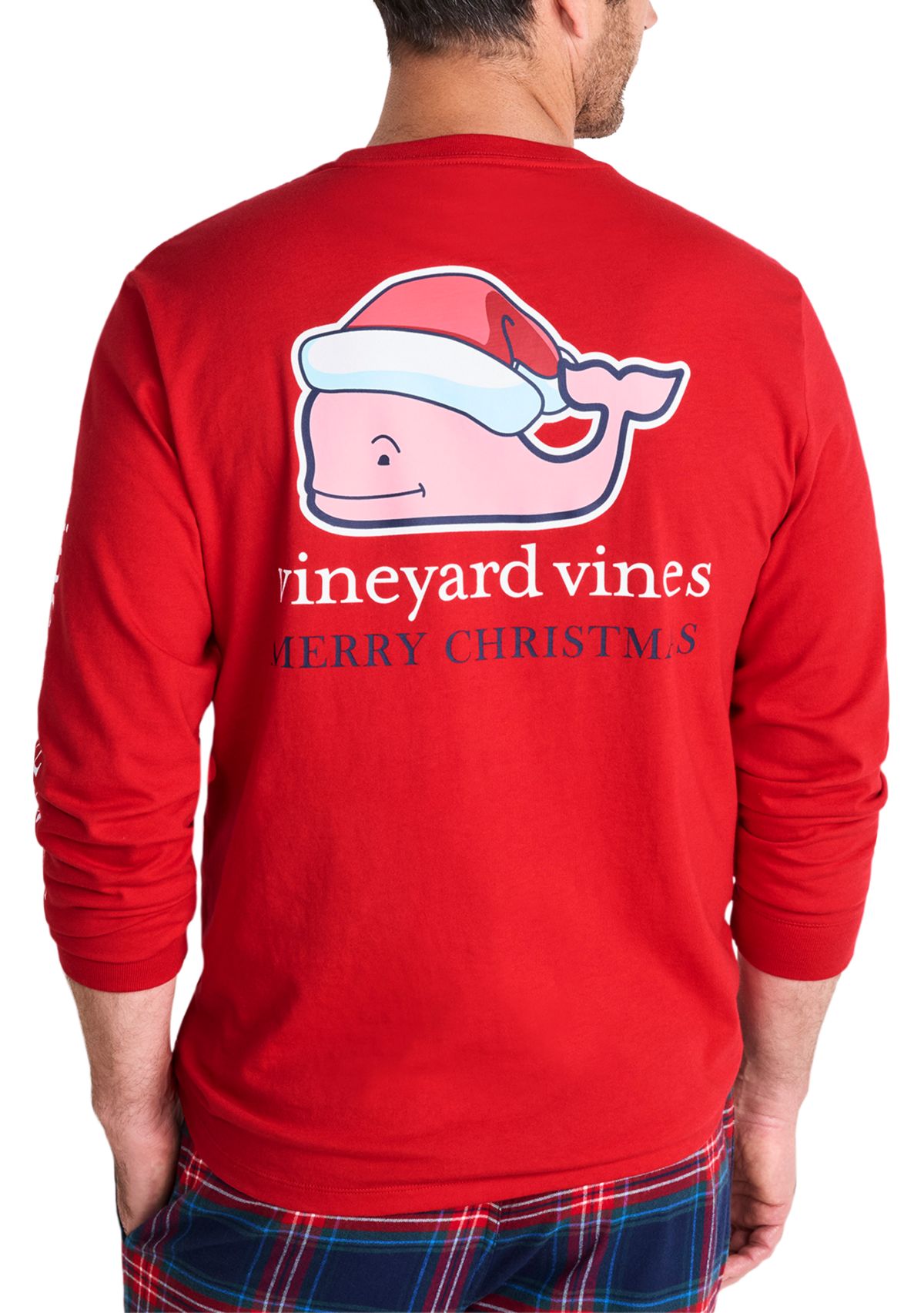 Mens Santa Whale Long Sleeve T-Shirt