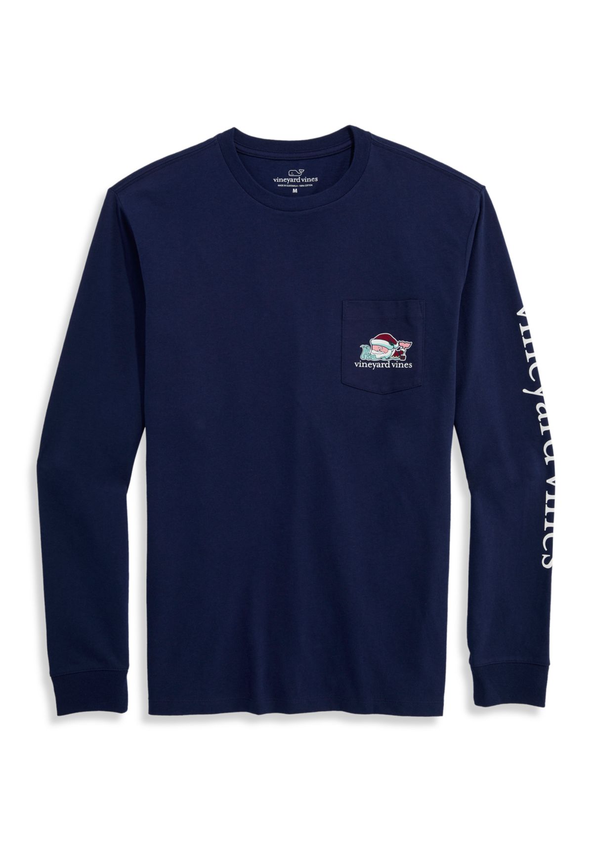 Santas List Whale Long Sleeve Pocket Graphic T-Shirt