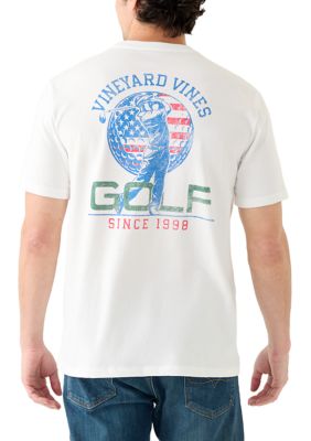 Vineyard Vines Men's USA Golfer Short Sleeve Pocket T-Shirt, White, 2XL