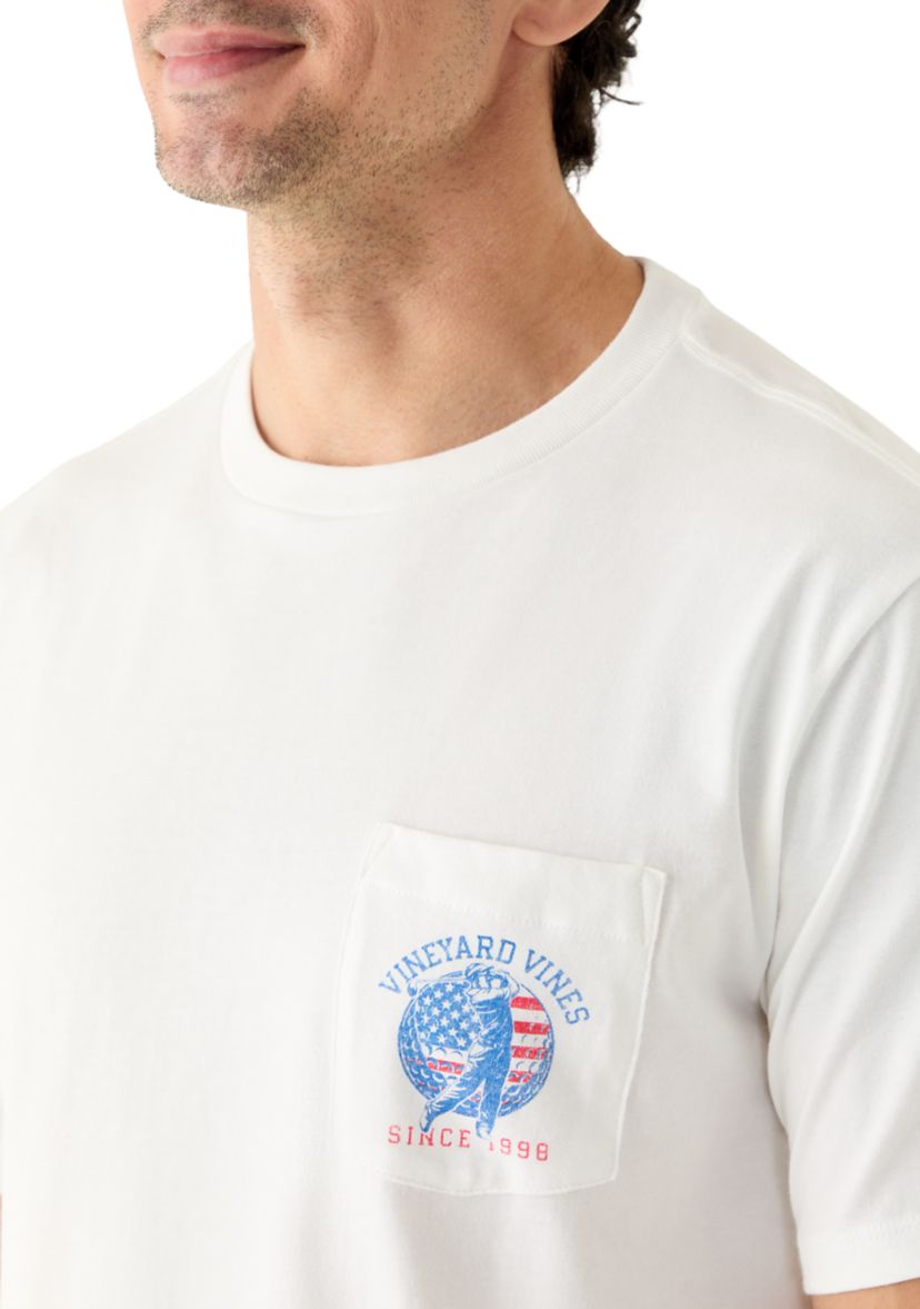 Mens USA Golfer Short Sleeve Pocket T-Shirt