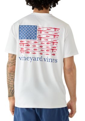 Vineyard Vines Men's USA Reel Flag Short Sleeve Graphic Shirt, White, Small