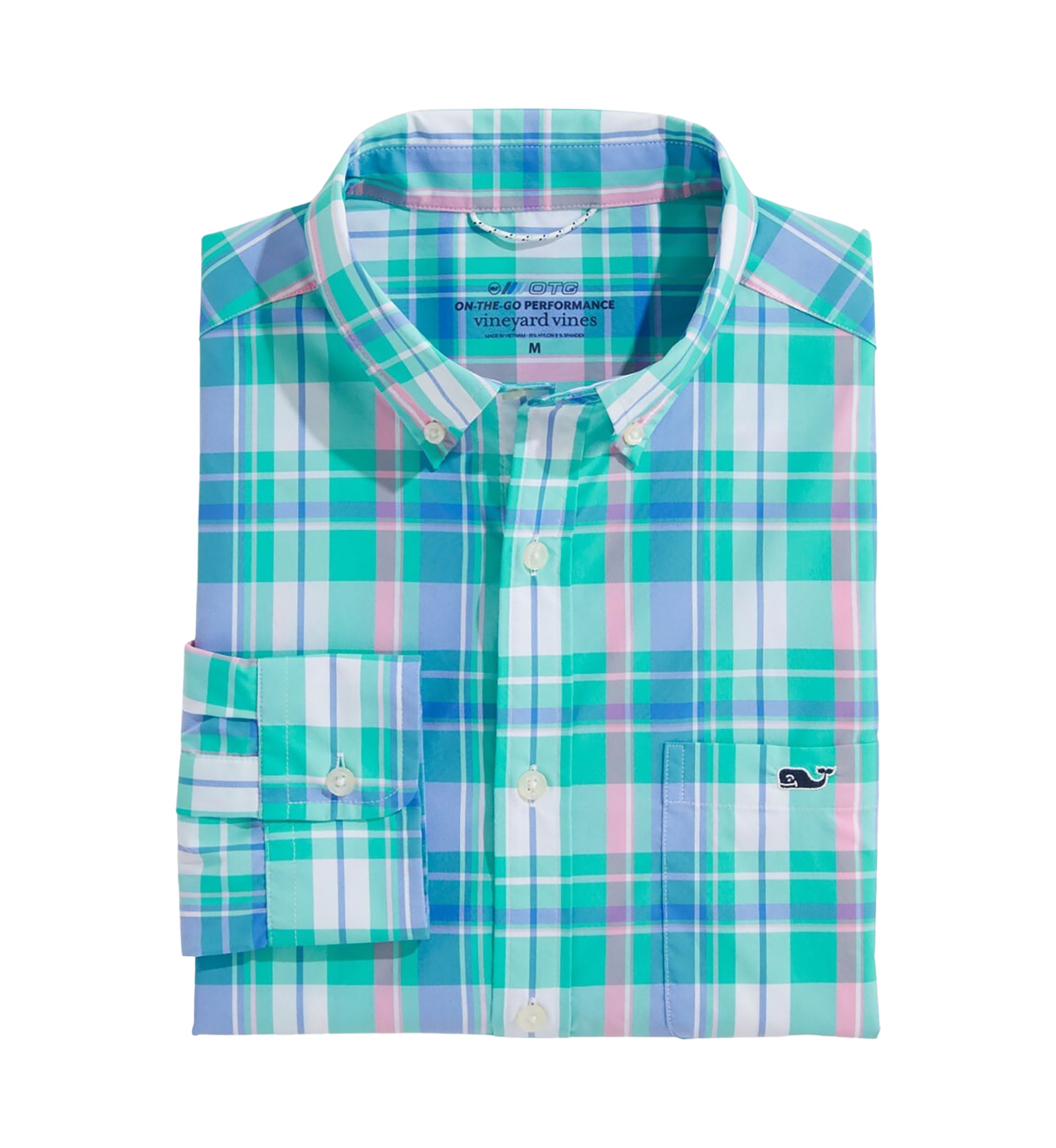 Chemise homme Vineyard Vines Harbor petit bleu vert vichy
