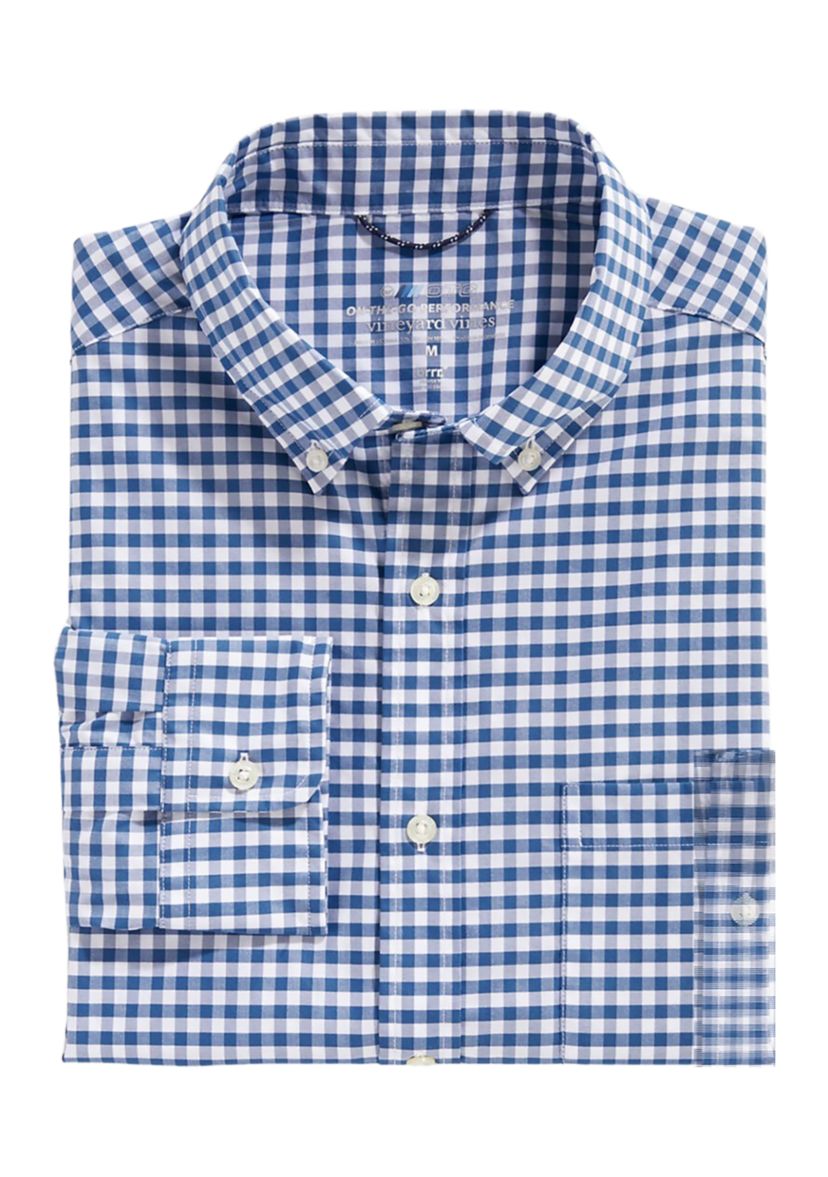 Mens Long Sleeve Classic Gingham Button Down Shirt