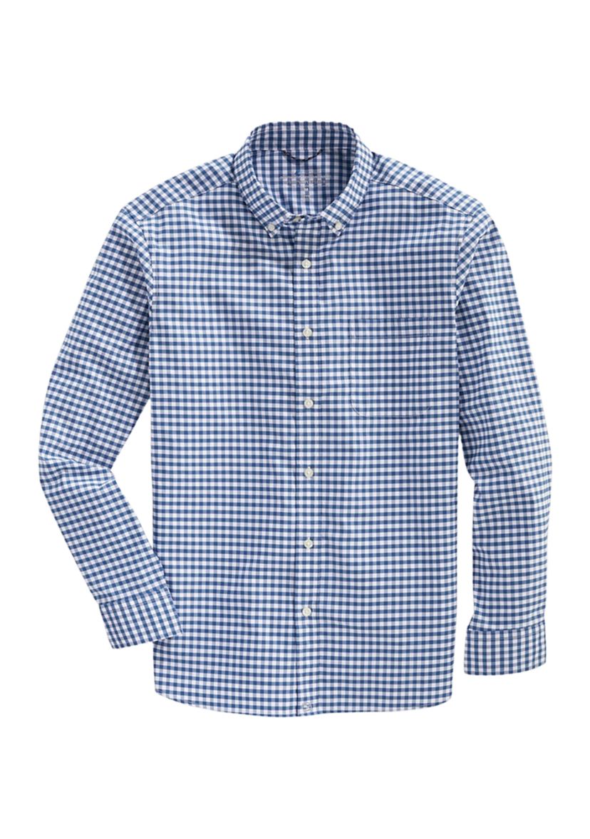 Mens Long Sleeve Classic Gingham Button Down Shirt