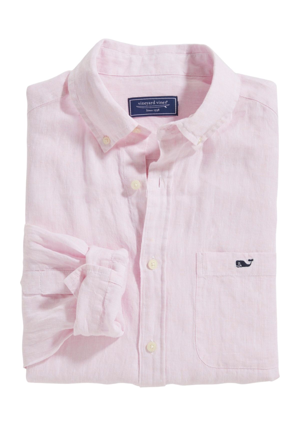 Mens Long Sleeve Solid Linen Shirt