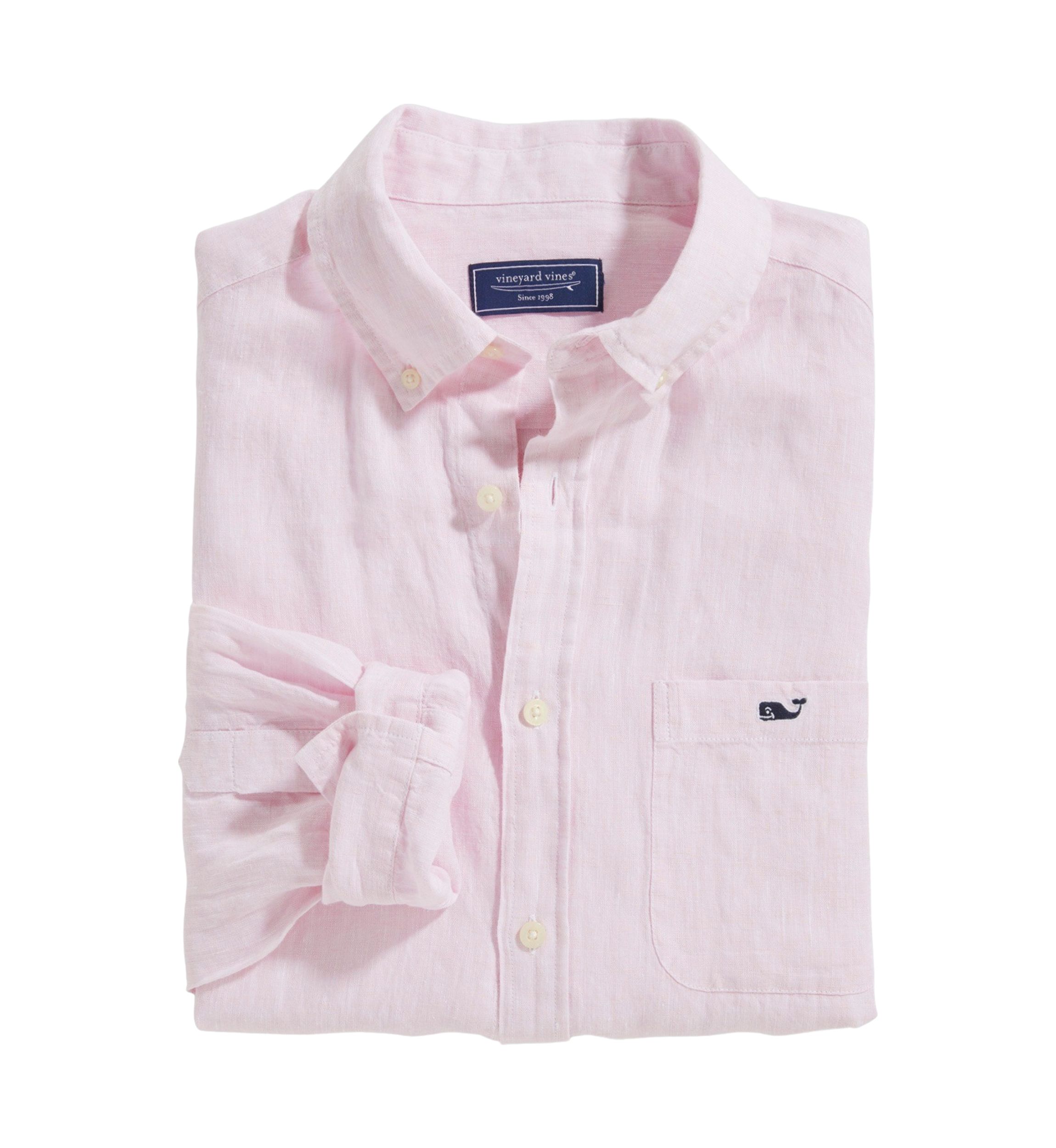 Mens Long Sleeve Solid Linen Shirt