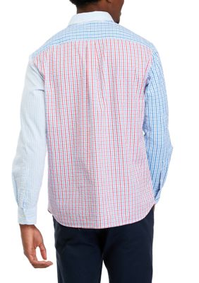 Vineyard Vines Men's Stretch Cotton Madras Plaid Shirt - Crystal Blue X-Large