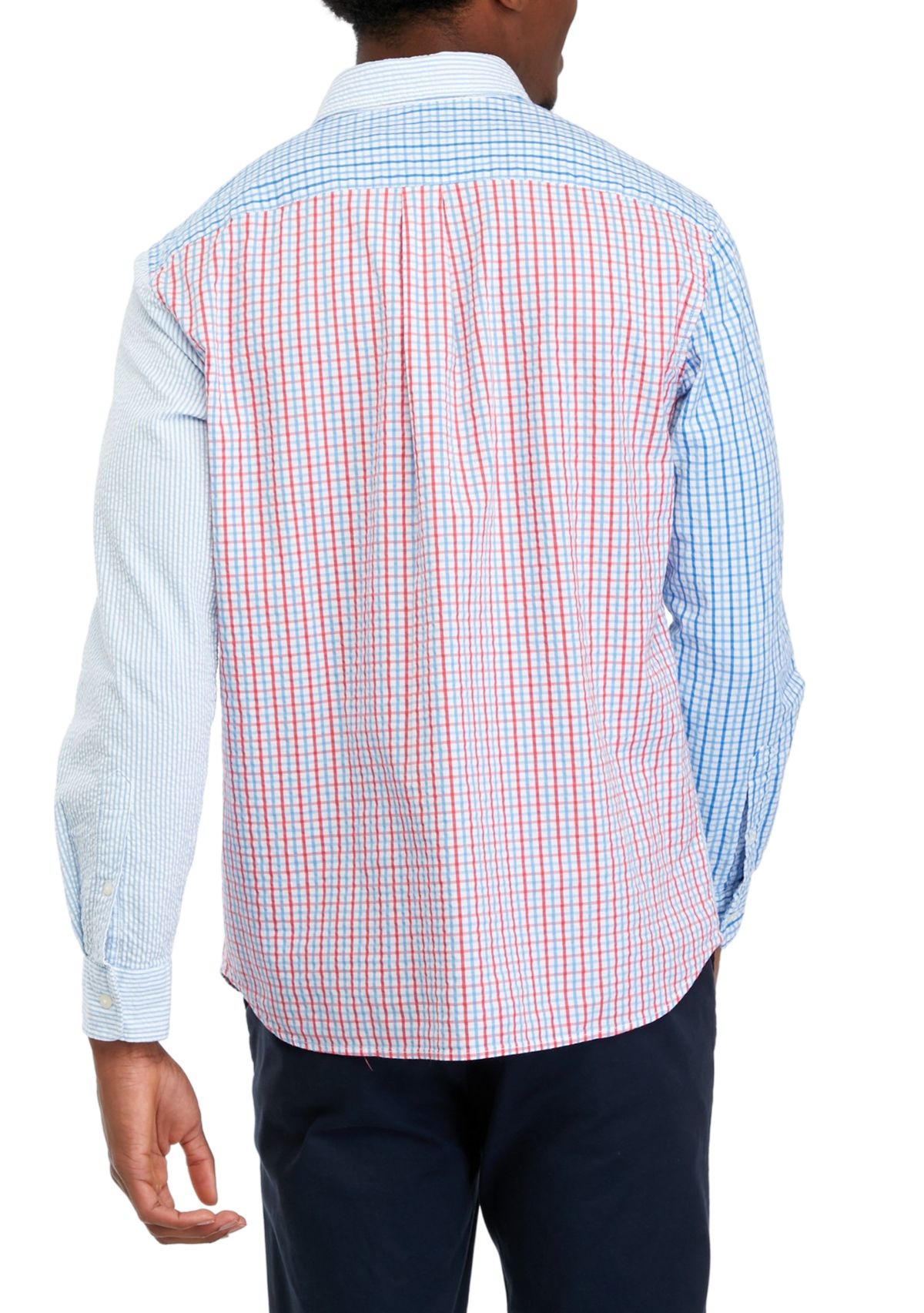 Mens Stretch Seersucker Mixed Pattern Shirt