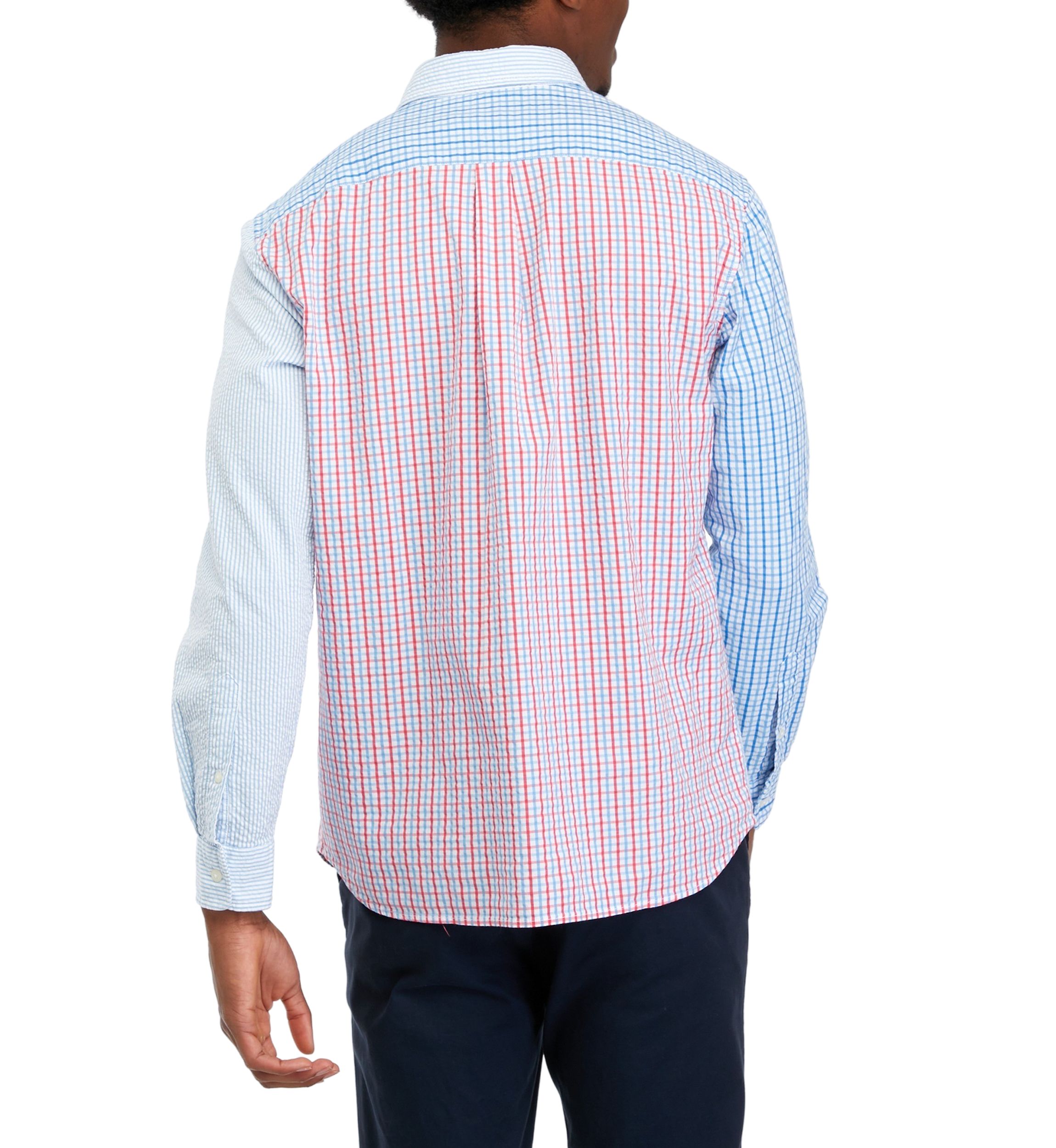 Mens Stretch Seersucker Mixed Pattern Shirt