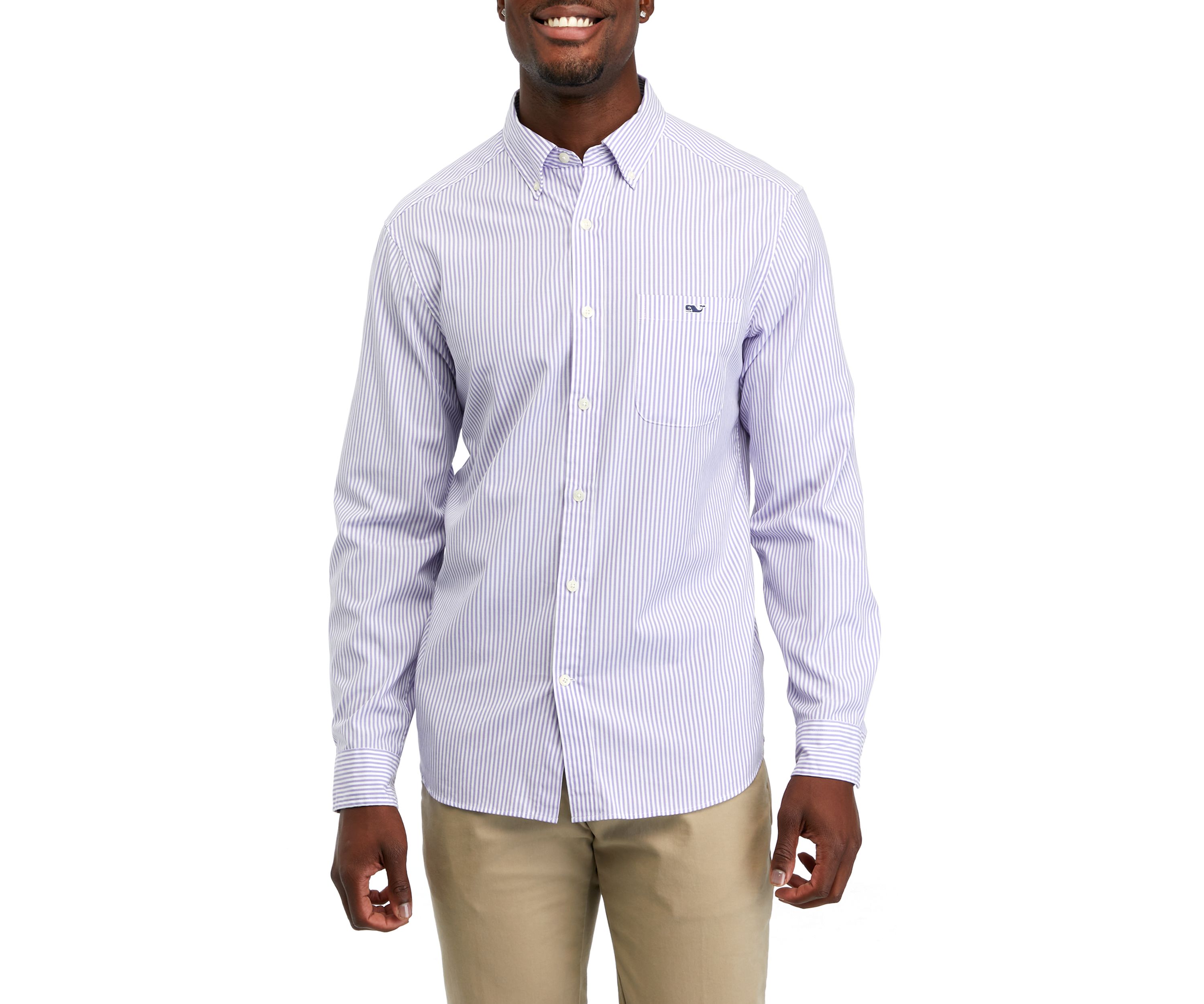 Mens Stripe Stretch Poplin Shirt