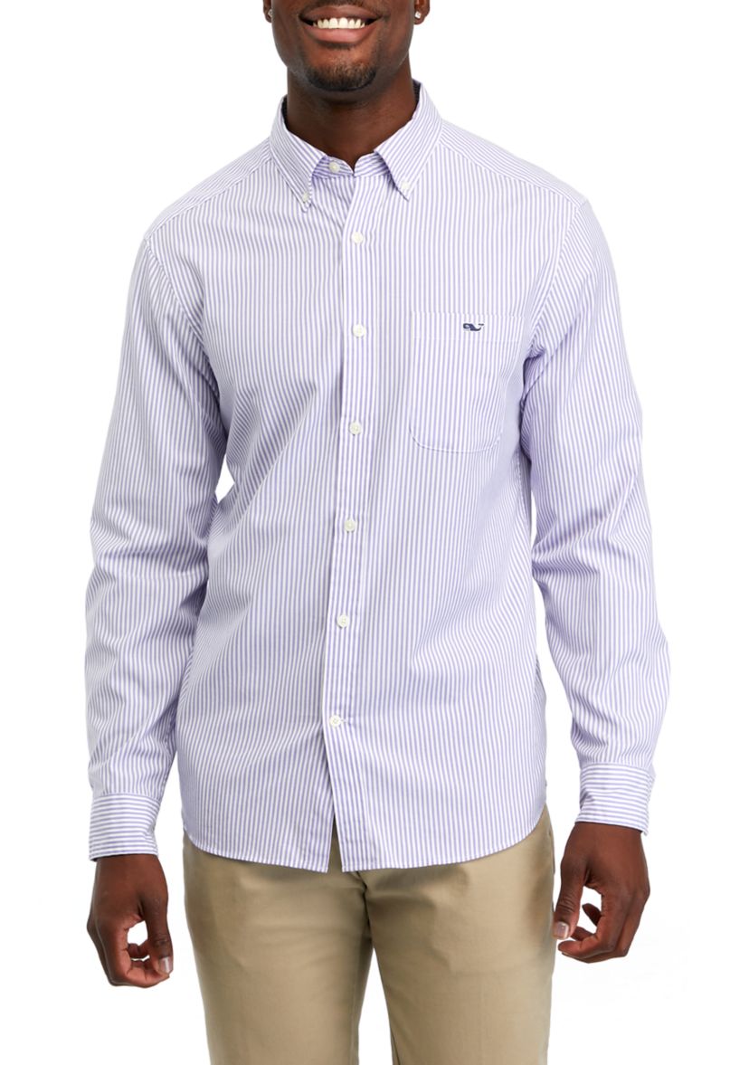 Mens Stripe Stretch Poplin Shirt