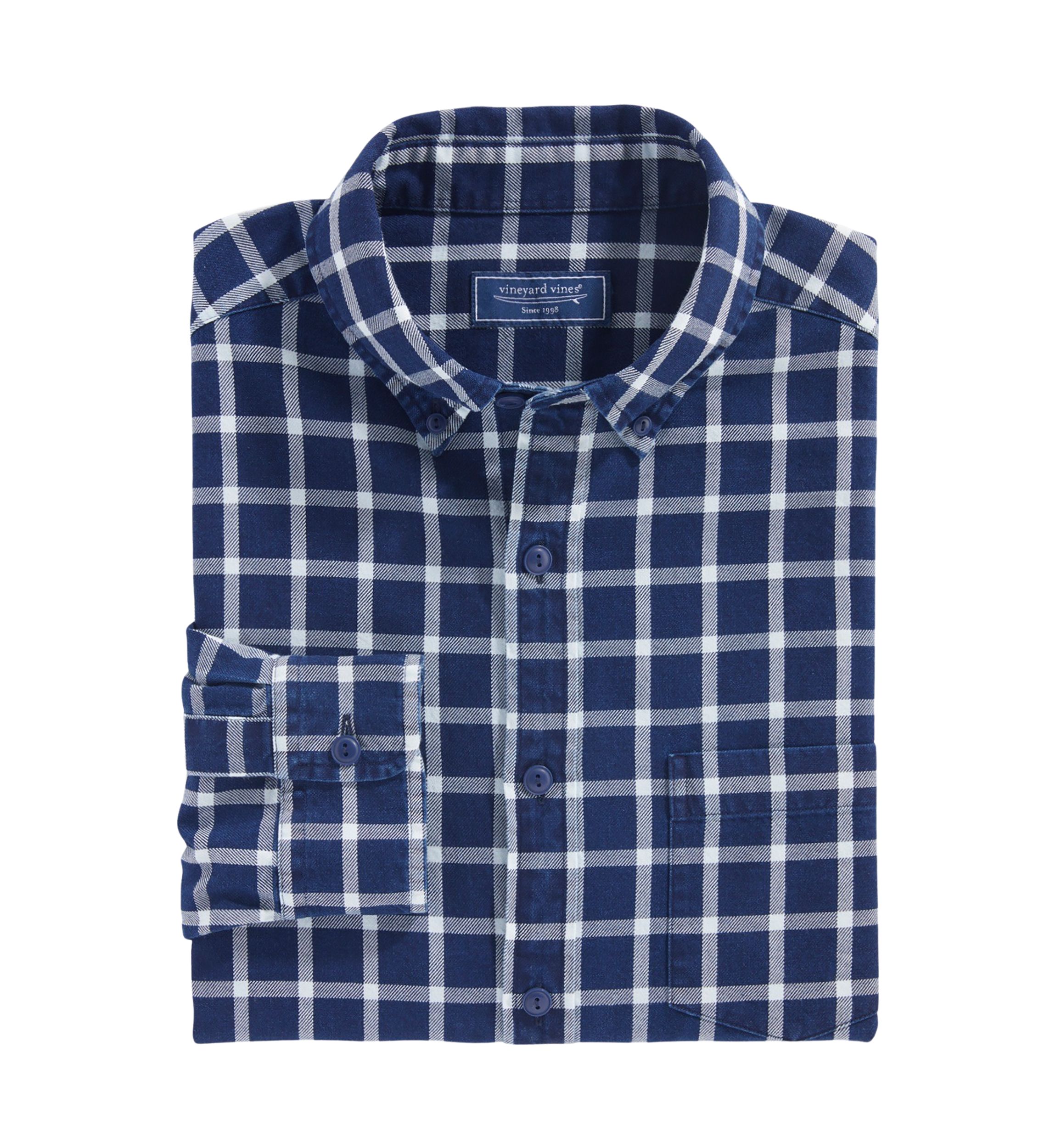 Mens Indigo Check Twill Shirt