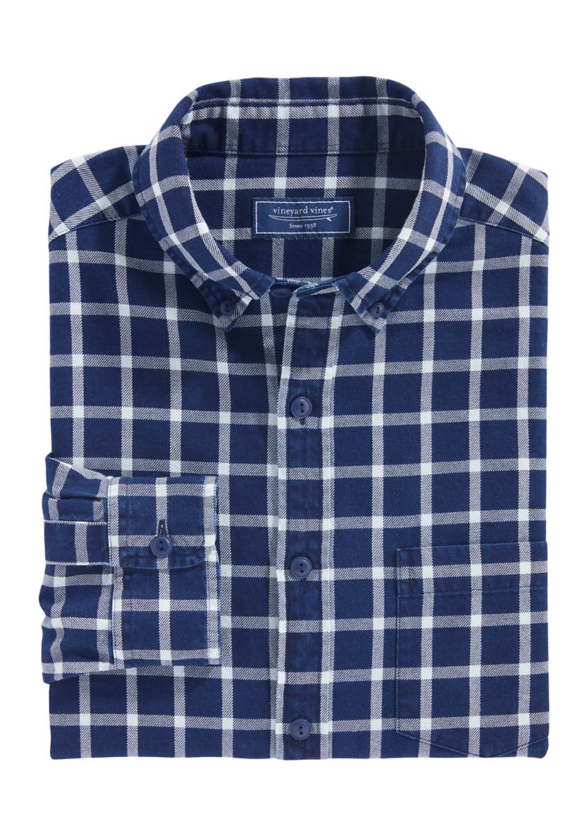 Mens Indigo Check Twill Shirt